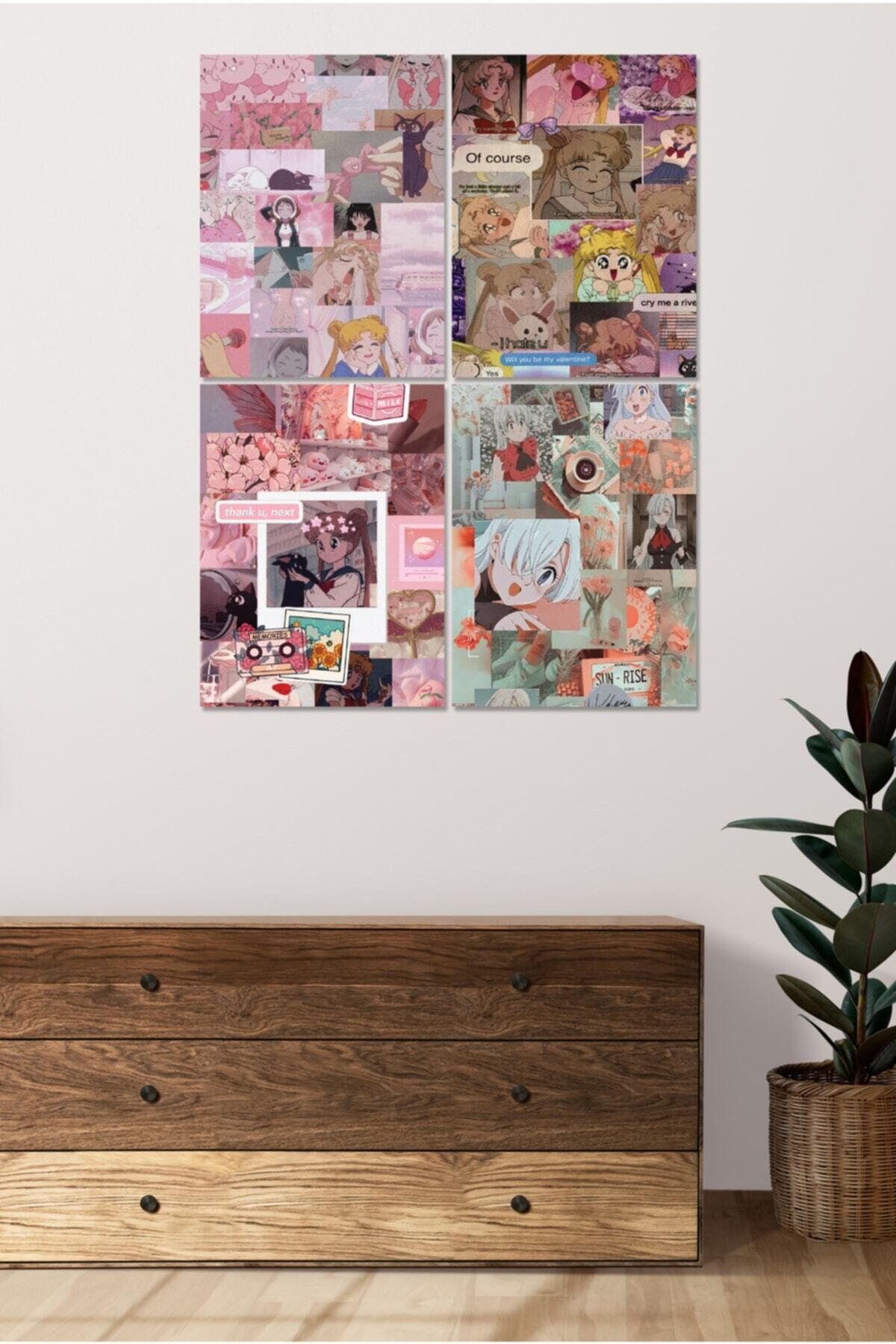 4 Parçalı Çerçeve Görünümlü Mdf Tablo Seti Dnu039