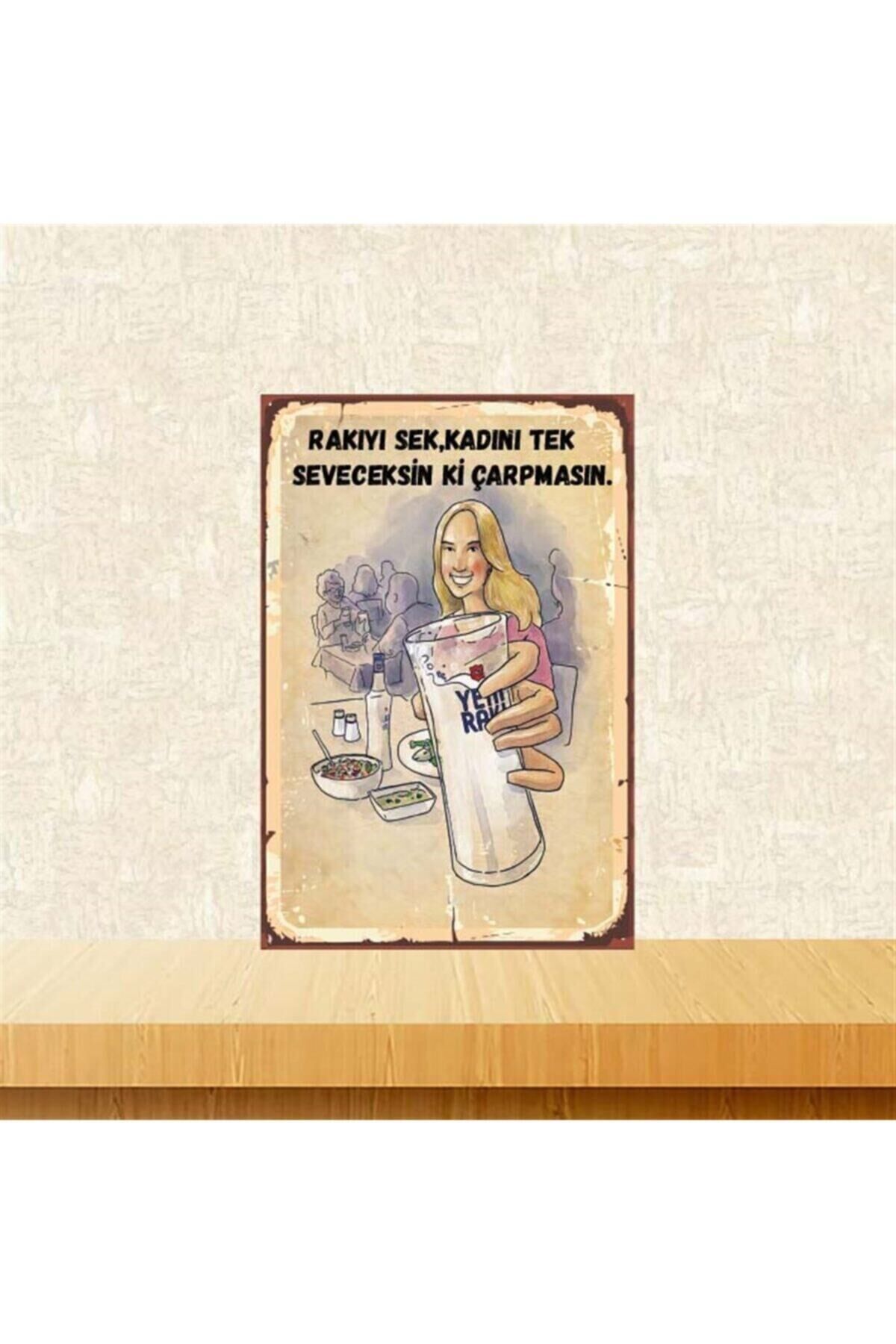 Bej Kadını Tek Seveceksin Retro Ahşap Poster 20x30 cm