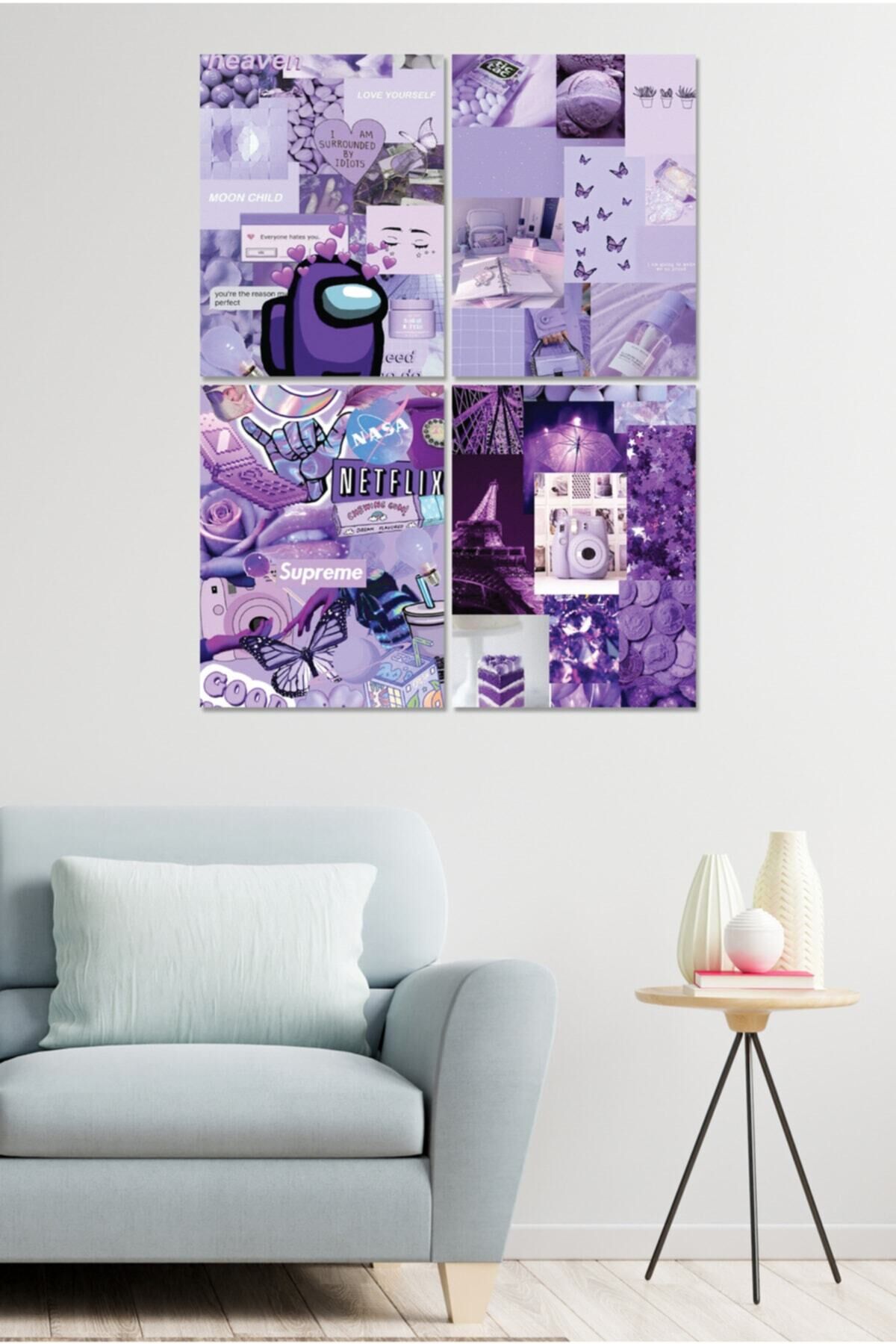 4 Parçalı Çerçeve Görünümlü Mdf Tablo Seti Dnu025