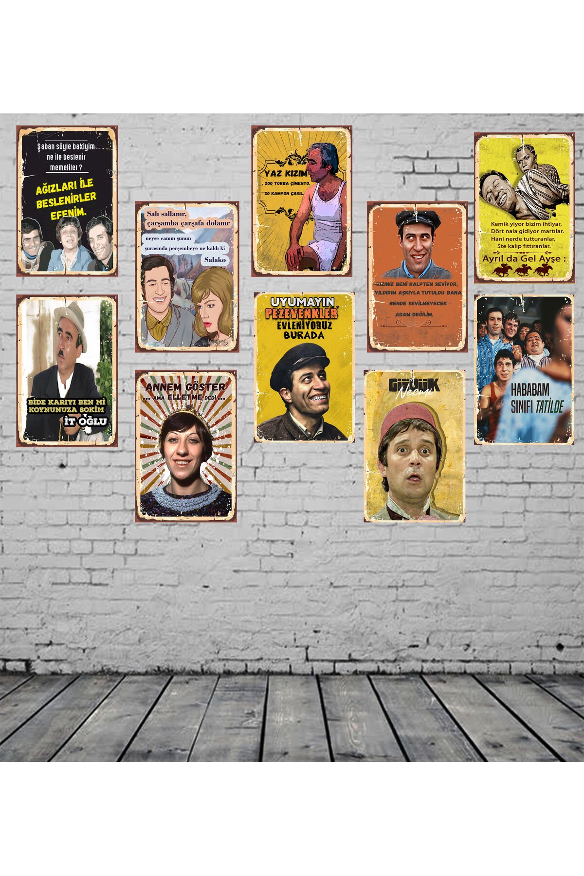 Yeşilçam Klasikleri Serisi 10 Adet 20 x 30 CM MDF Duvar Tablosu Seti 01