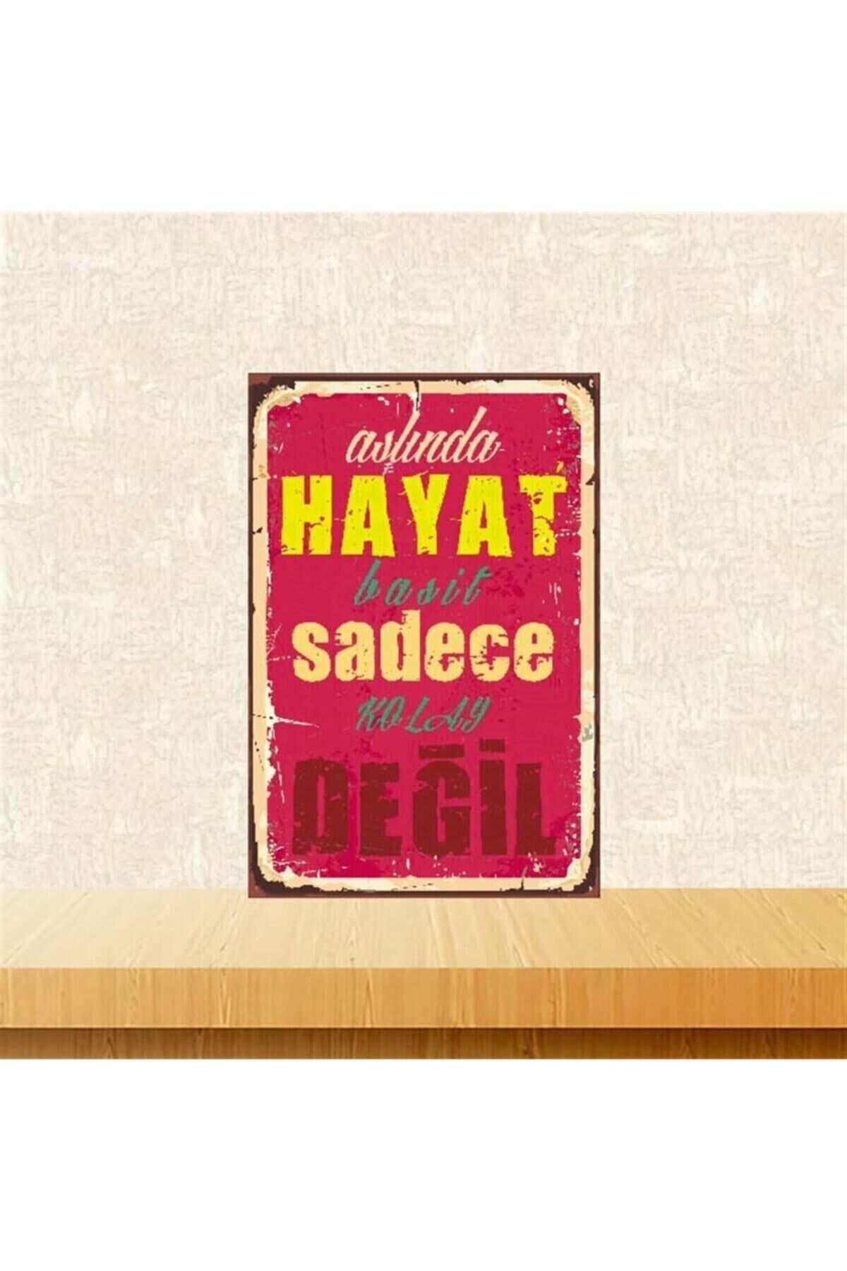 Aslında Hayat Basit 20-30 Cm Retro Ahşap Poster