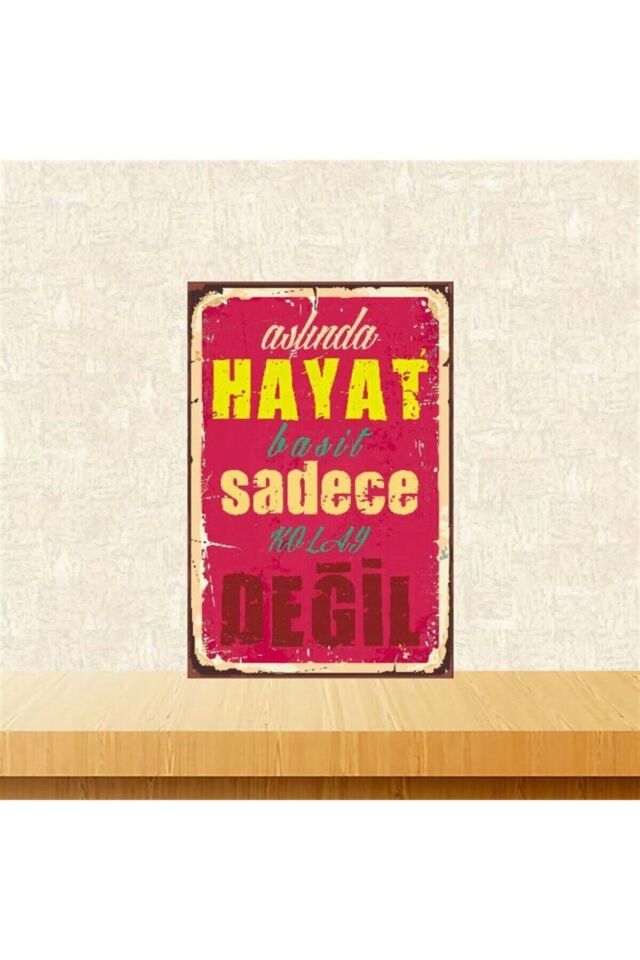 Aslında Hayat Basit 20-30 Cm Retro Ahşap Poster