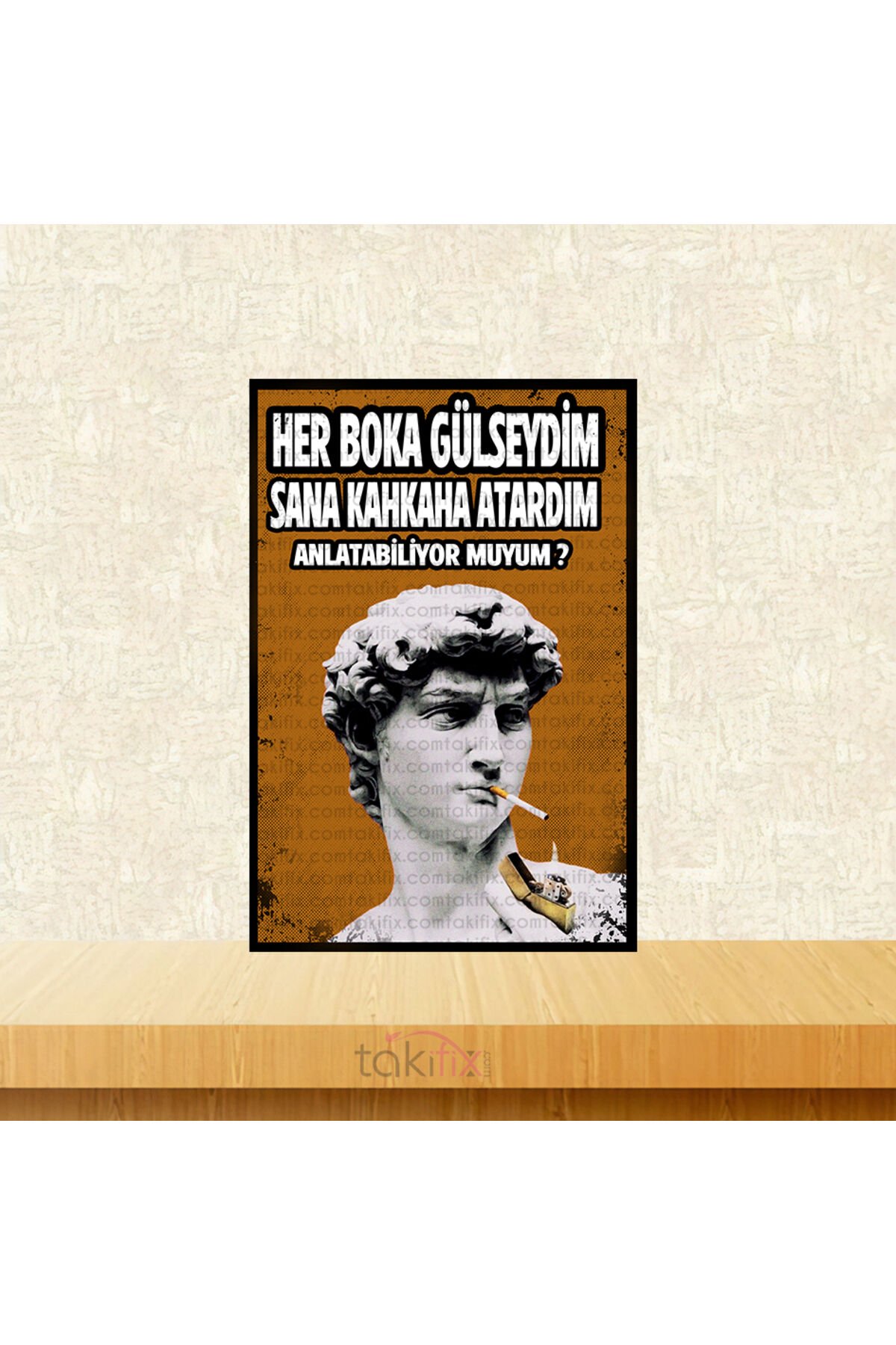 Sana Kahkaha Atardım Tasarımlı 20x30 Cm Retro Ahşap Tablo