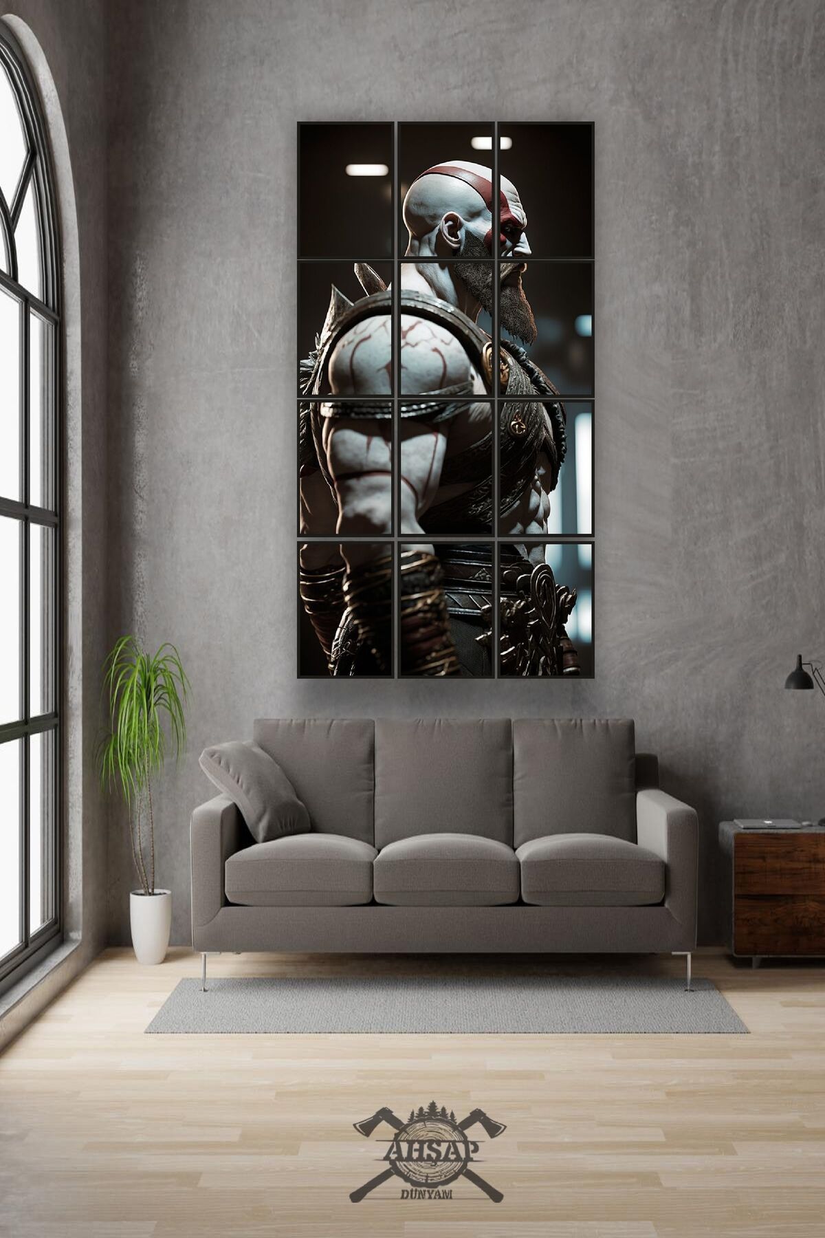 12 parça God of war Critos Çerçeve Görünümlü Mdf tablo Duvar Süsü Hediyelik Eşya (45cm x 85cm)