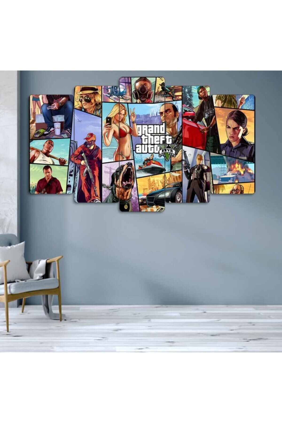 Gta V - 5 Parçalı Tablo