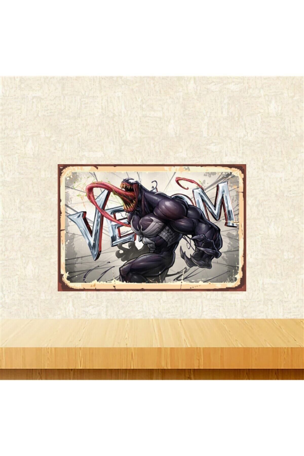 Venom Tasarımlı Retro Ahşap Tablo Tkfx5648