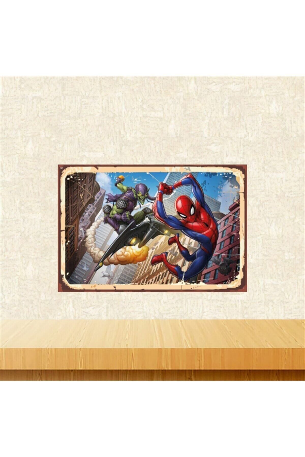 Örümcek Adam Retro Ahşap Tablo Tkfx5638 20-30 Cm