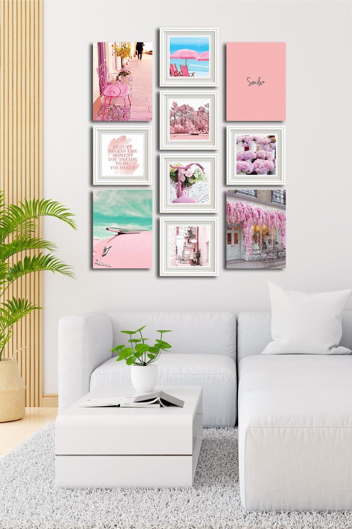 10 Parçalı Çerçeve Görünümlü Mdf Tablo Seti Flm174