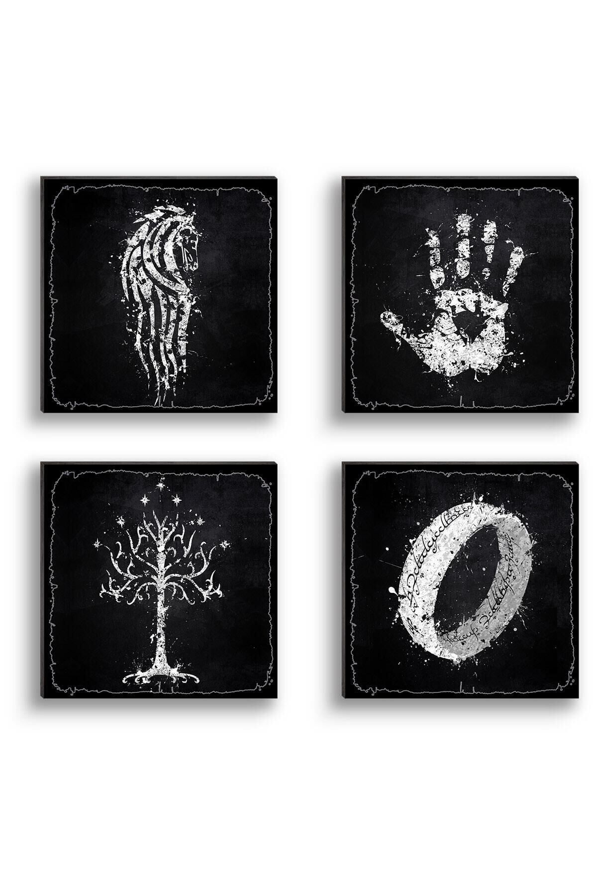 Yüzüklerin Efendisi Semboller 4'lü Tablo Set