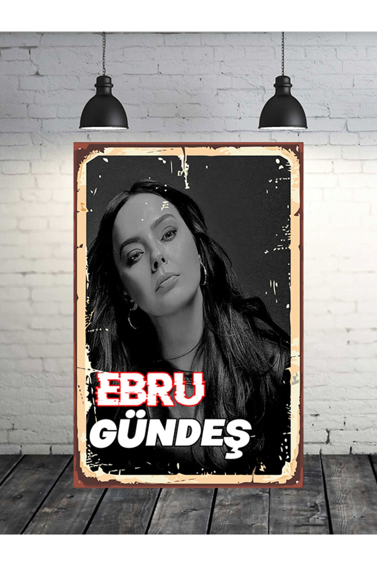 Ebru Gündeş 20x30 Cm Retro Ahşap Tablo