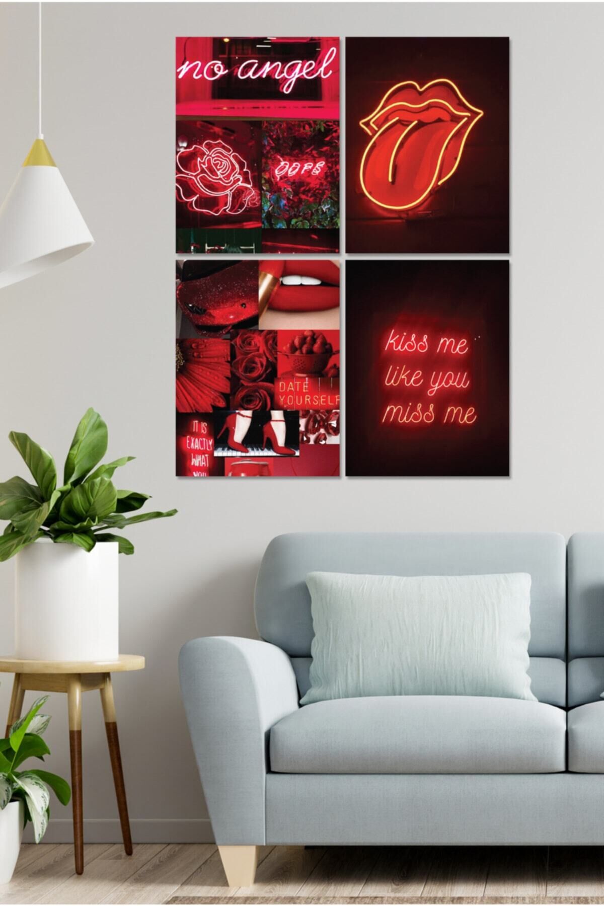 4 Parçalı Çerçeve Görünümlü Mdf Tablo Seti Dnu095