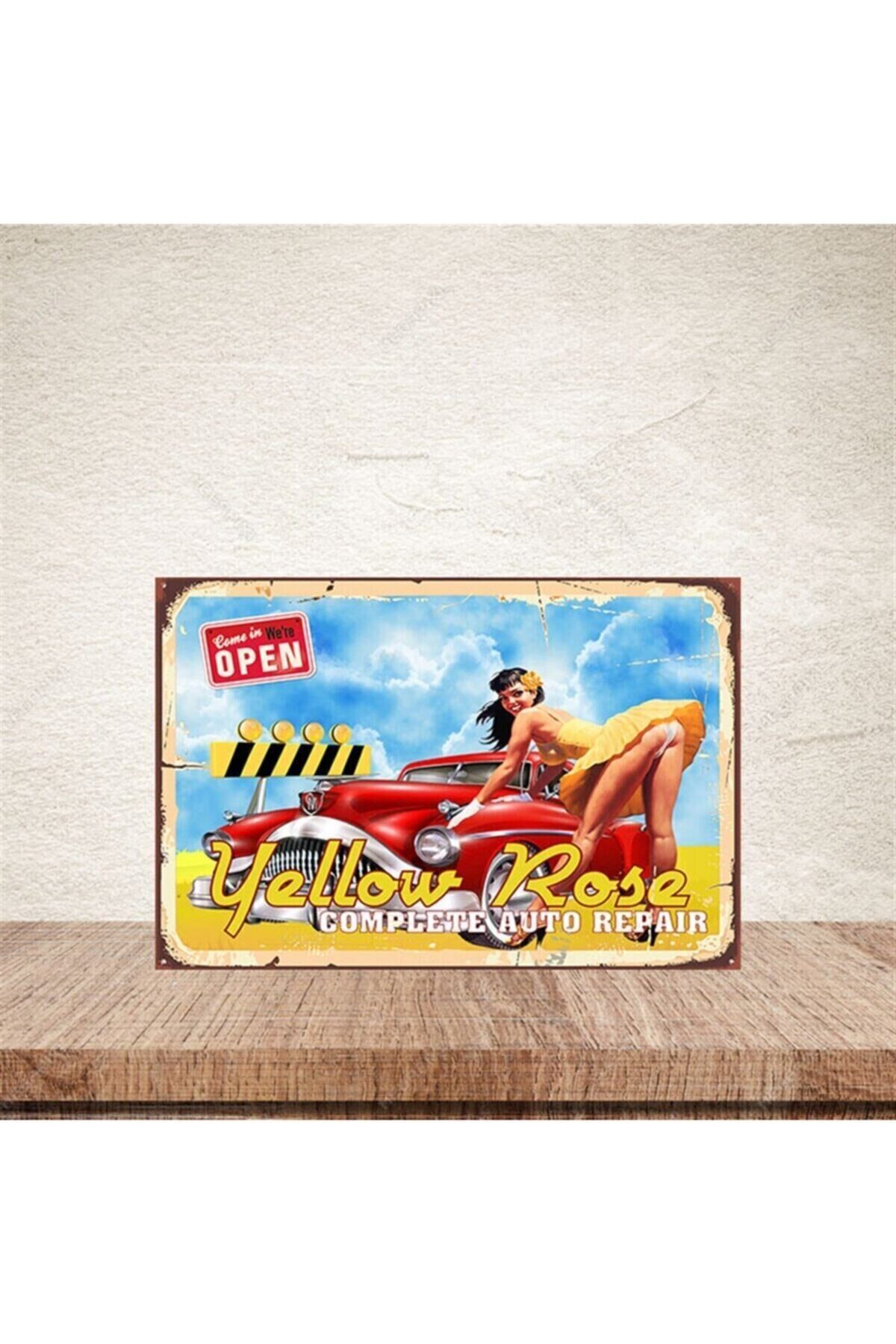 Yellow Rose 20-30 Cm Retro Ahşap Poster