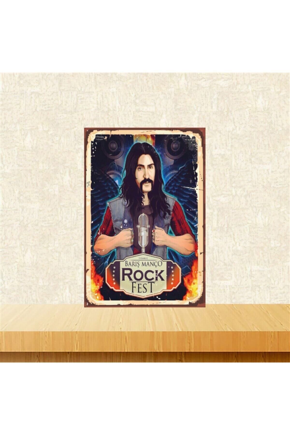 Barış Manço Rock Fest 20-30 Cm Retro Ahşap Tablo Tkfx4739