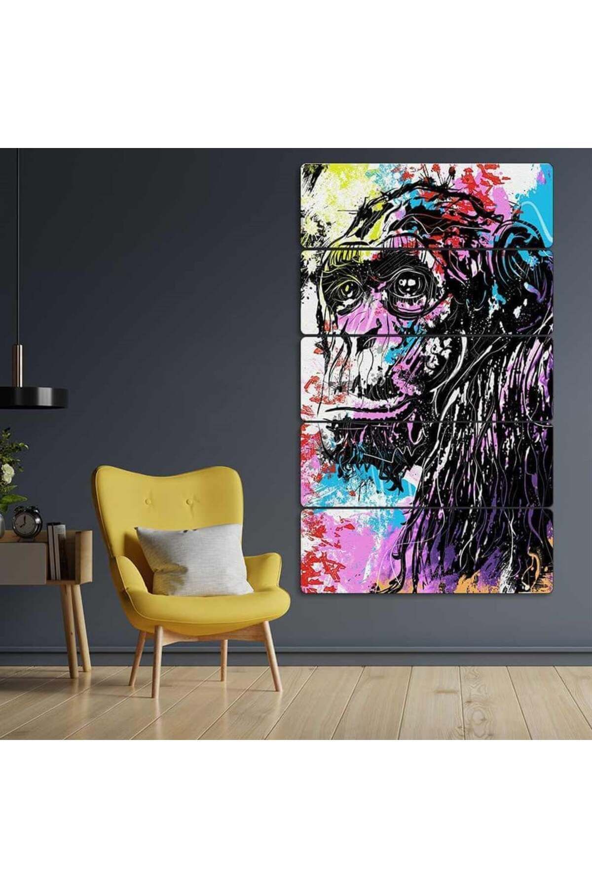 Popart Maymun - 5 Parçalı Tablo