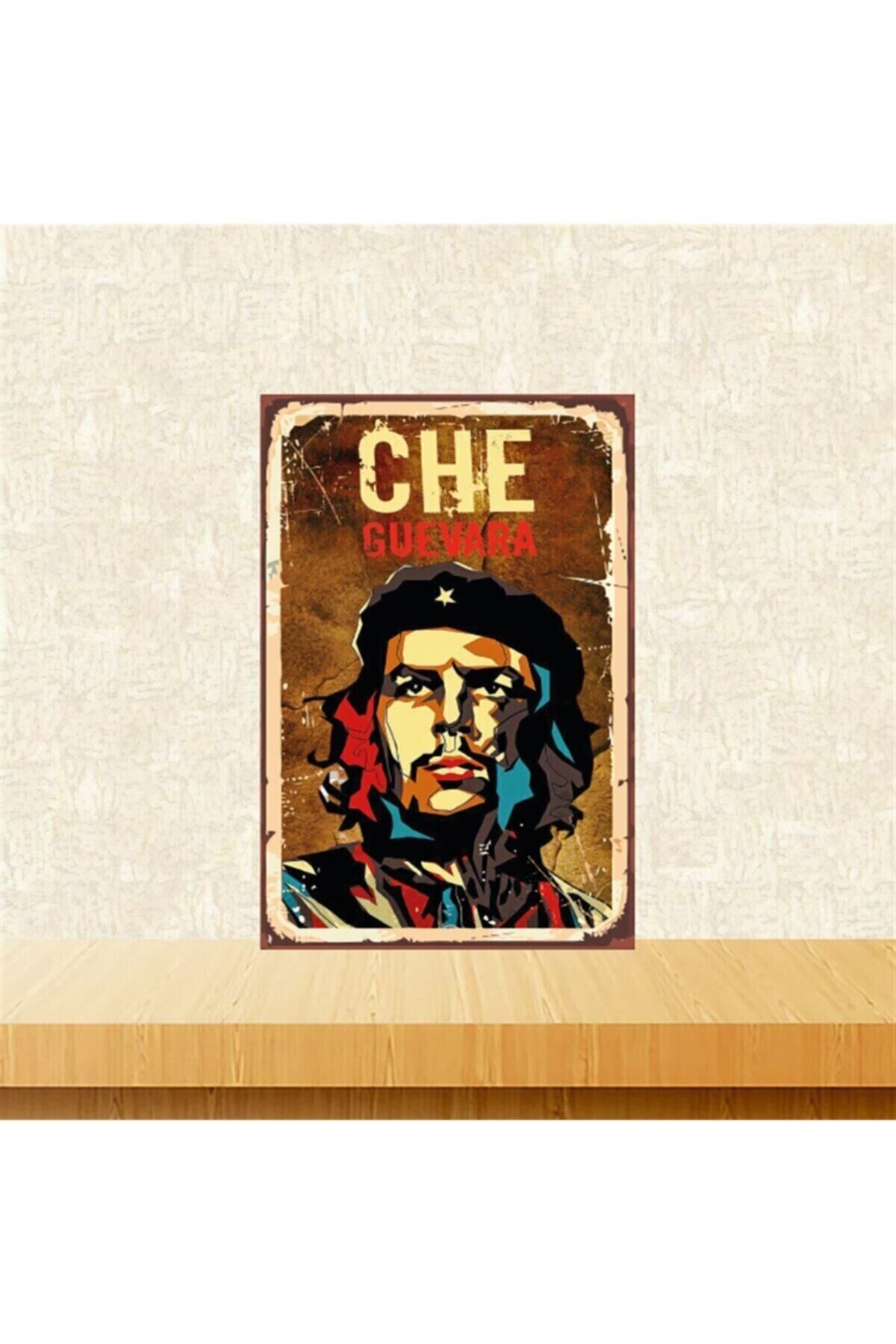 Che Guevara Renkli Tasarımlı 20-30 Cm Retro Ahşap Tablo Tkfx4720