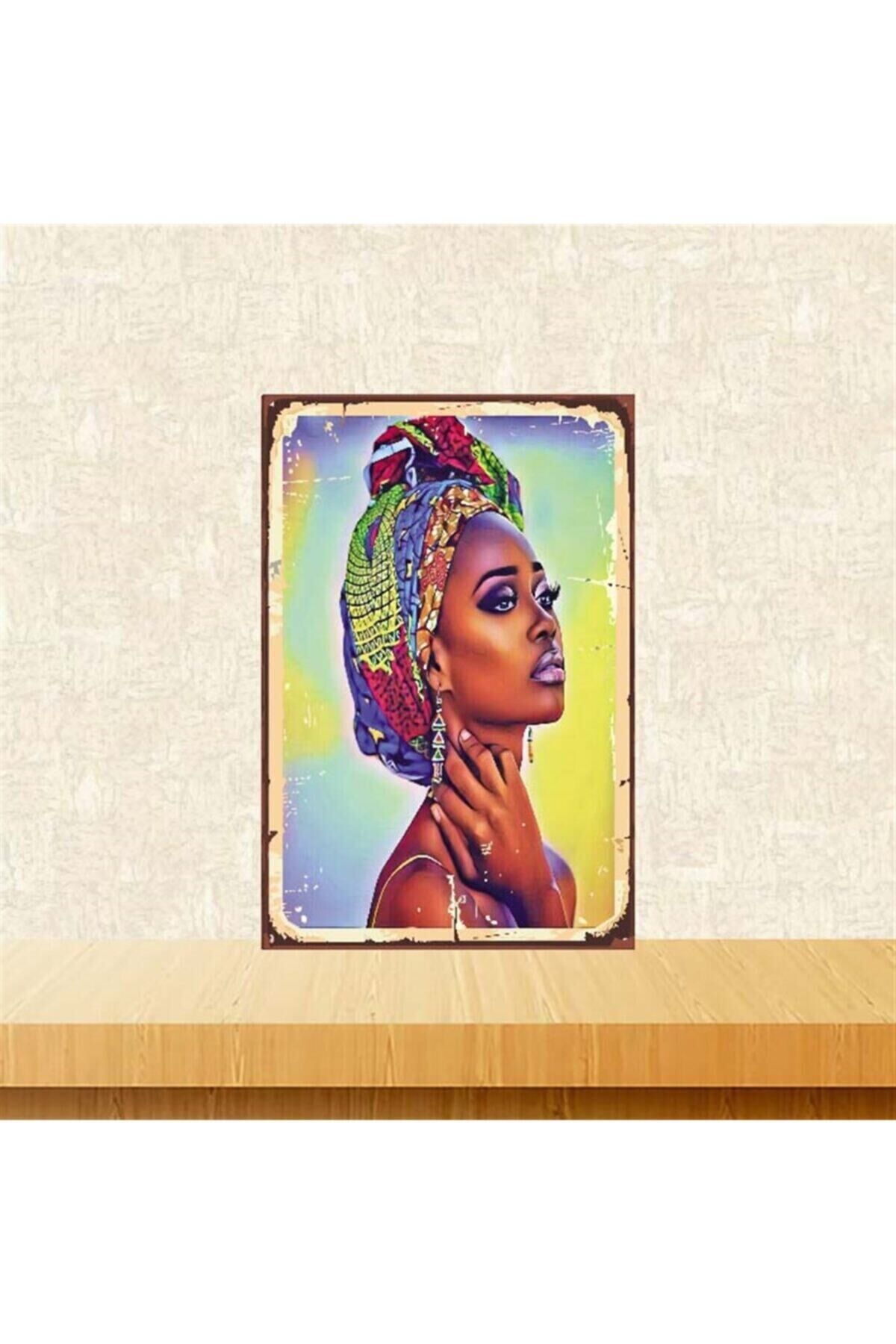 Siyahi Kadın Tasarım 20-30 cm Retro Ahşap Poster