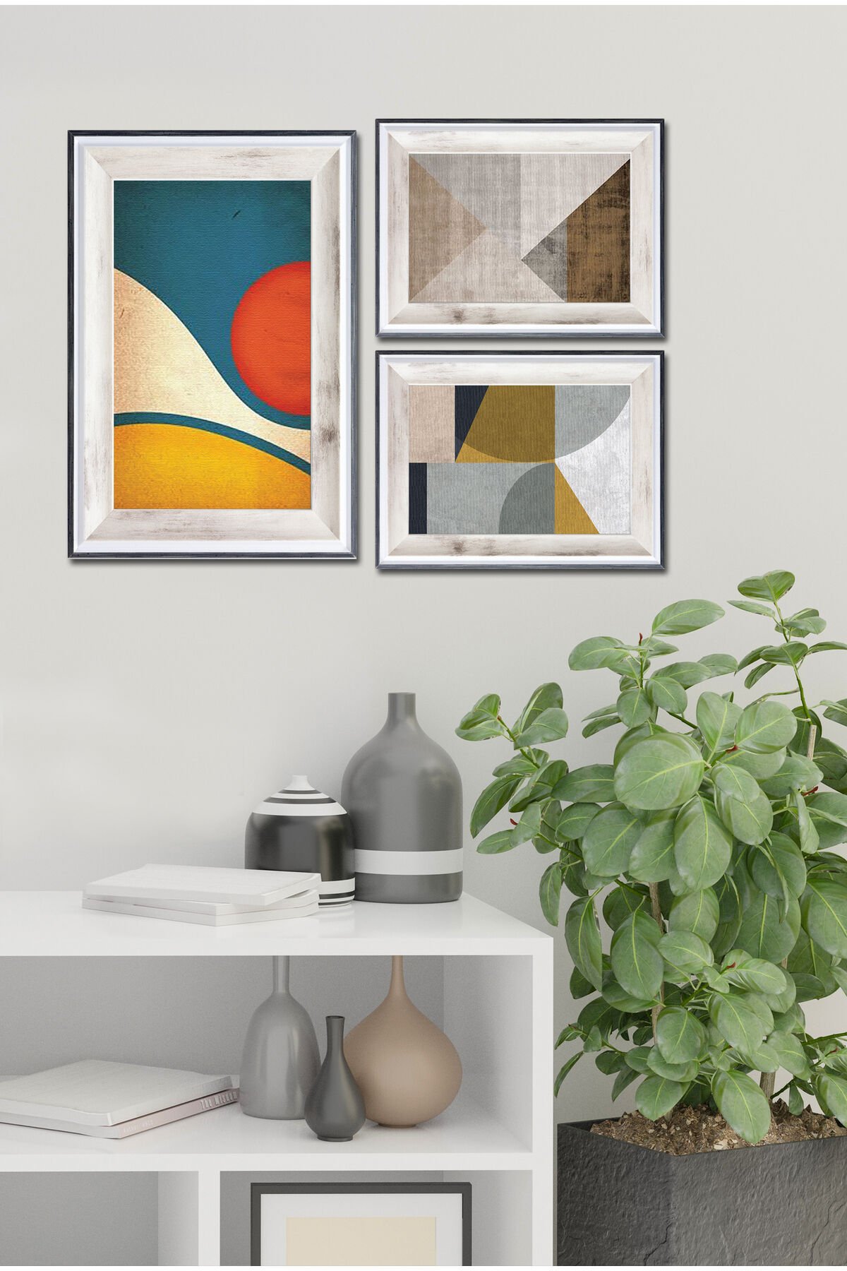 Parçalı Çerçeve Görünümlü Mdf Tablo Seti DNS