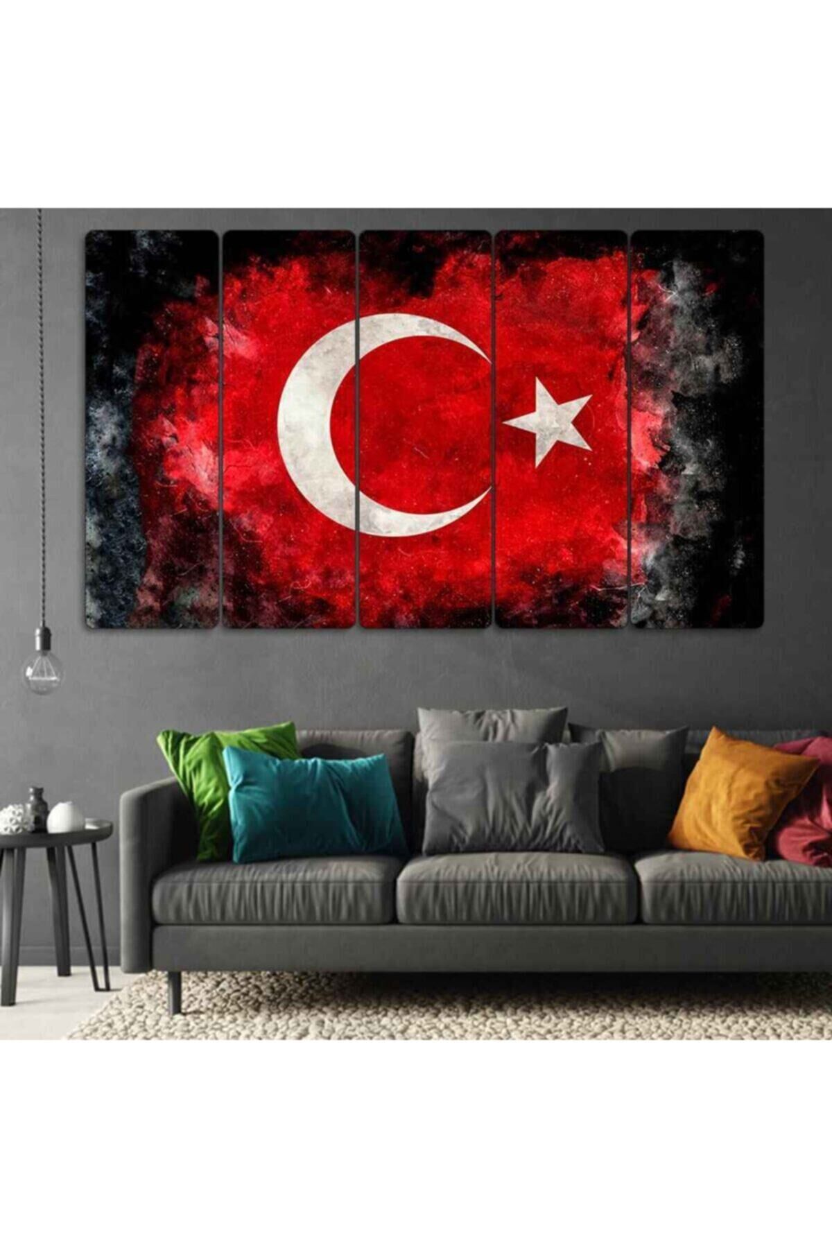 Türk Bayrağı - 5 Parçalı Tablo