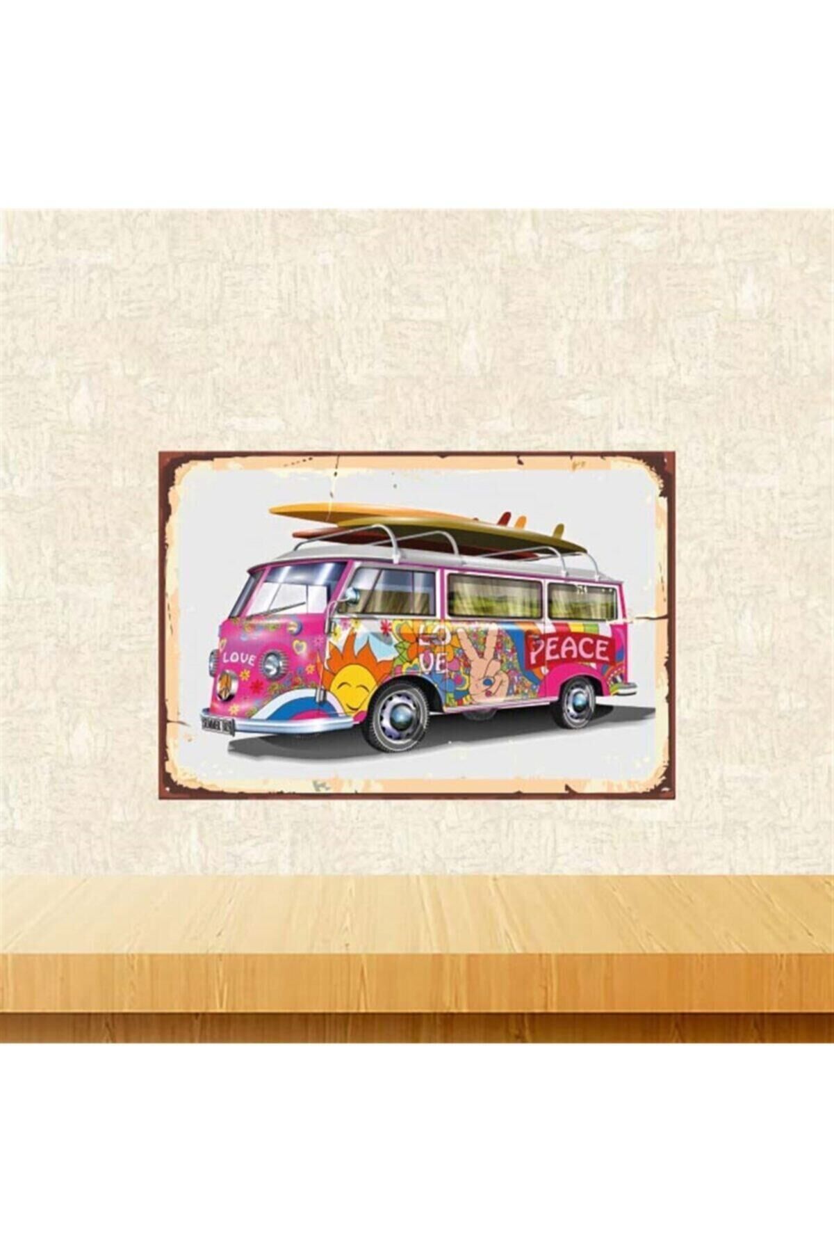 Volkswagen Araba 20 30 cm Retro Ahşap Poster Tkfx4190