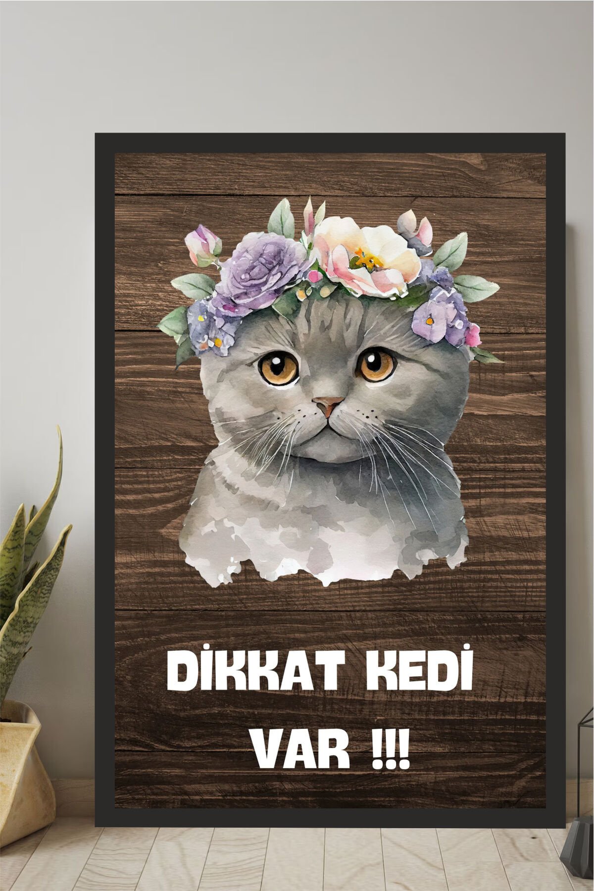 Kedi tasarımlı Çerçeve Görünümlü Mdf Tablo