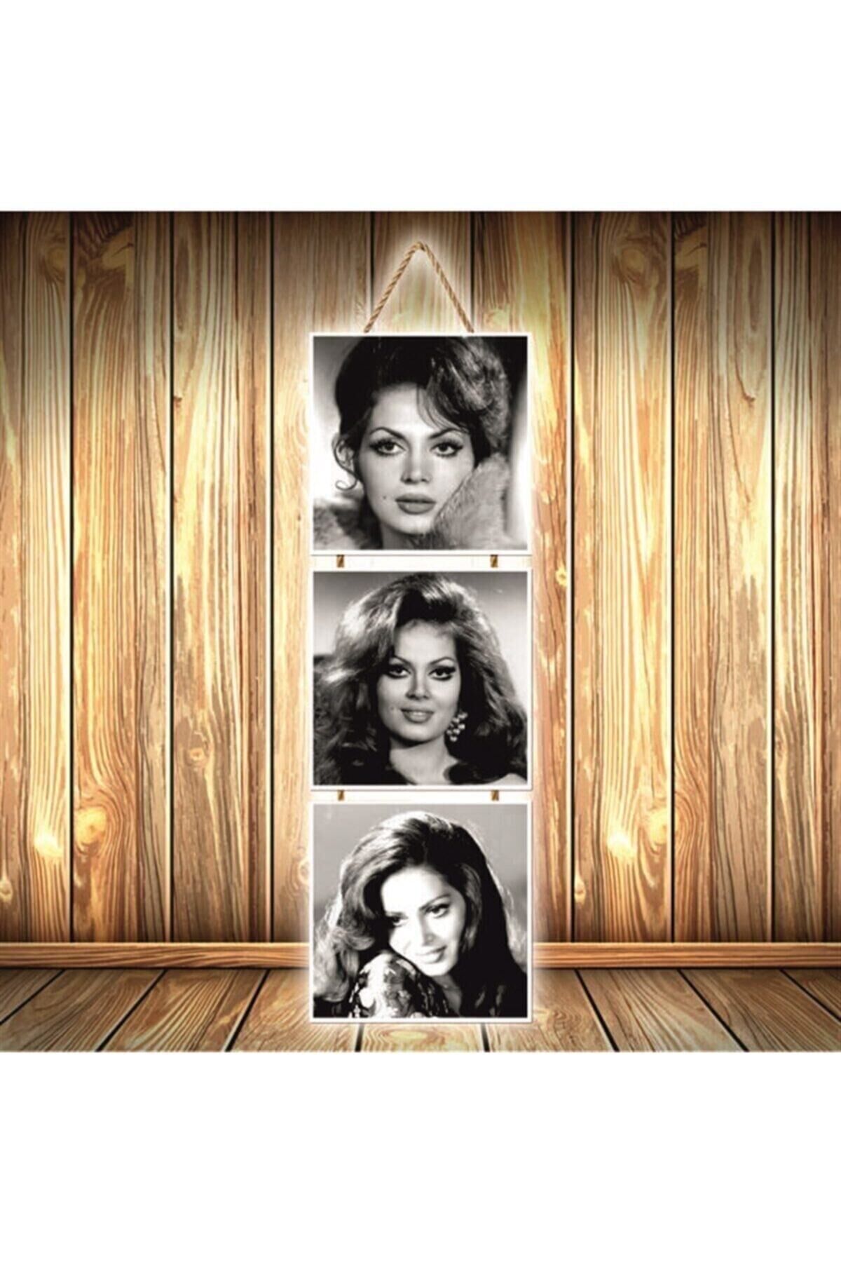Türkan Tasarımlı Üçlü Retro Ahşap Poster Ü350
