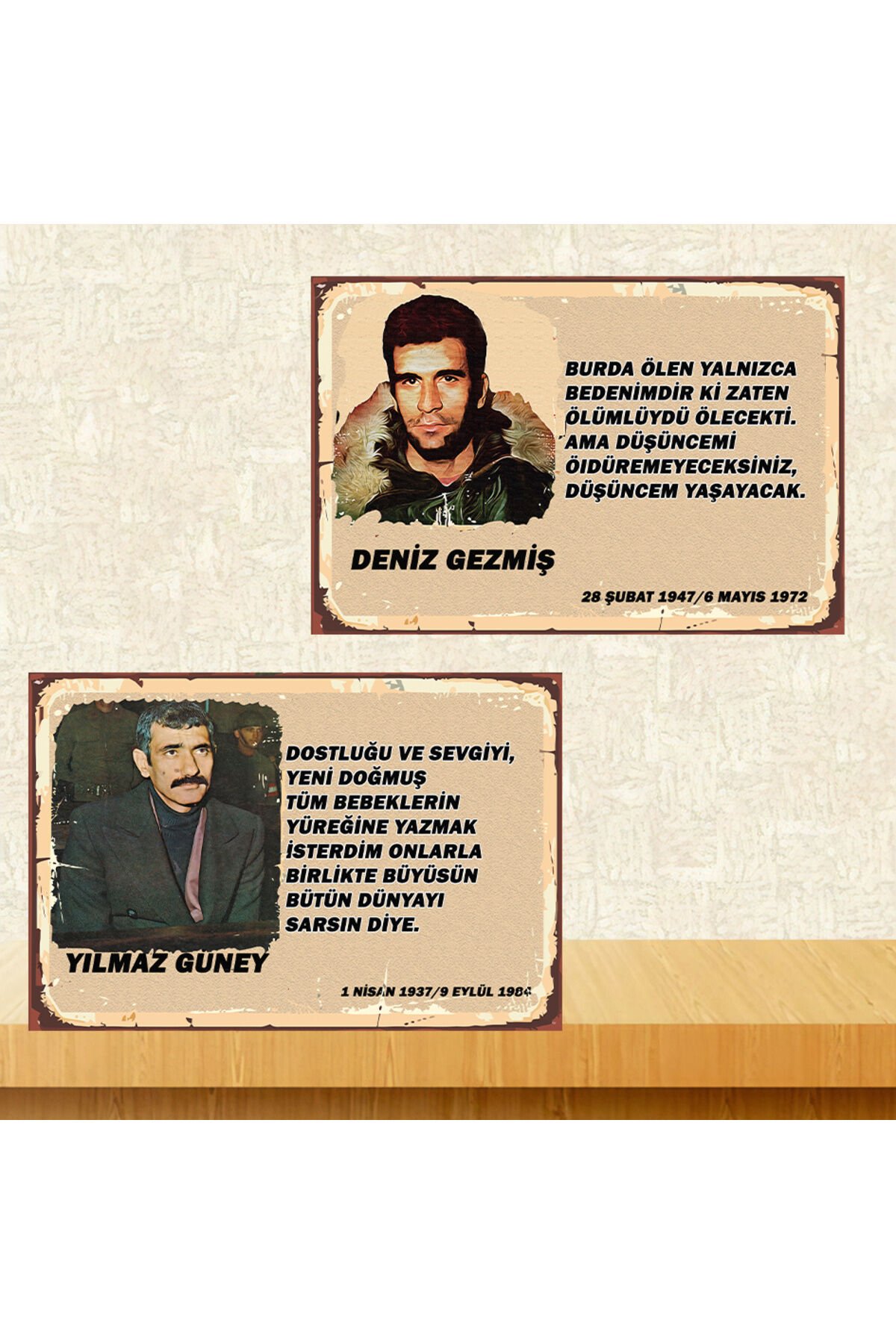 Yılmaz Güney Deniz Gezmiş Temalı 2 Adet 20x30 CM MDF Ahşap Tablo Seti 0291