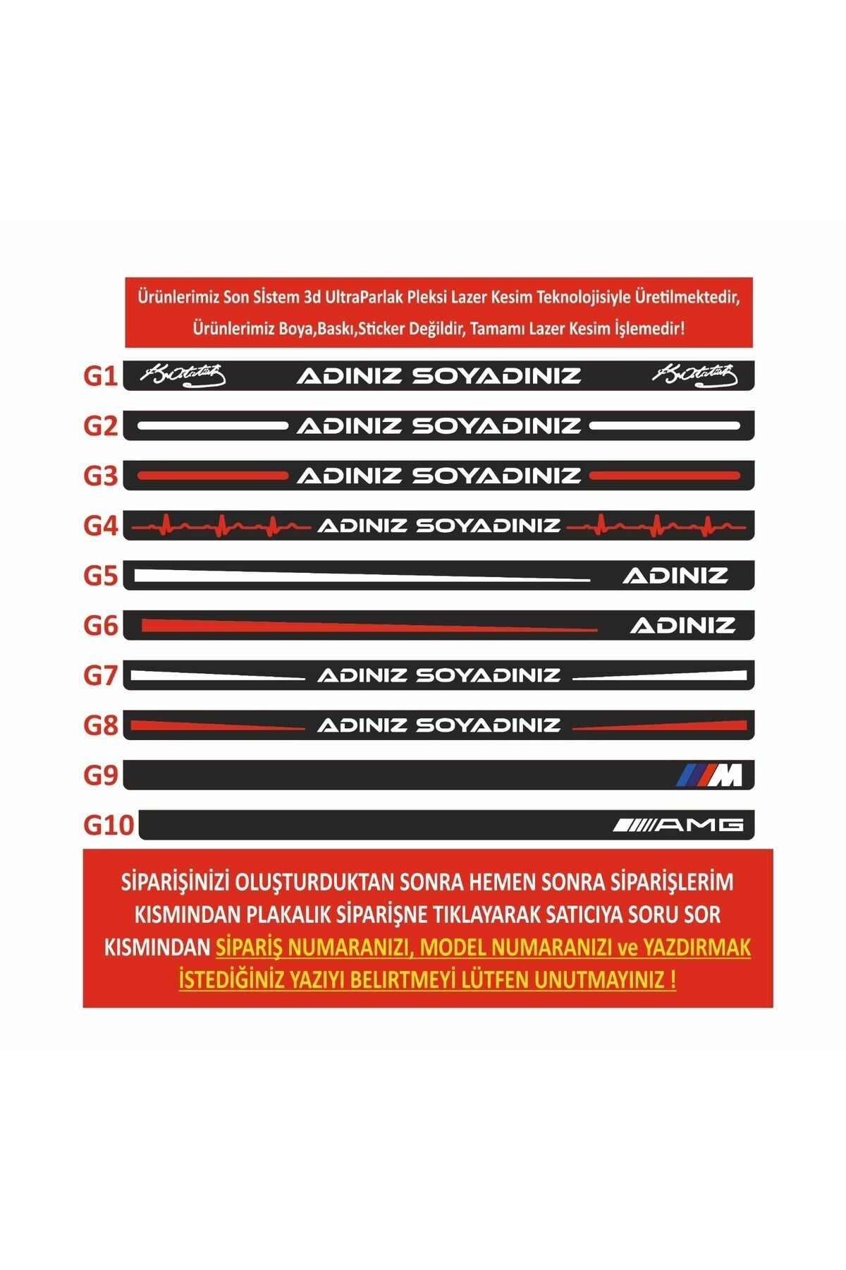 Kişiye Özel Pleksi Takmatik Plakalık