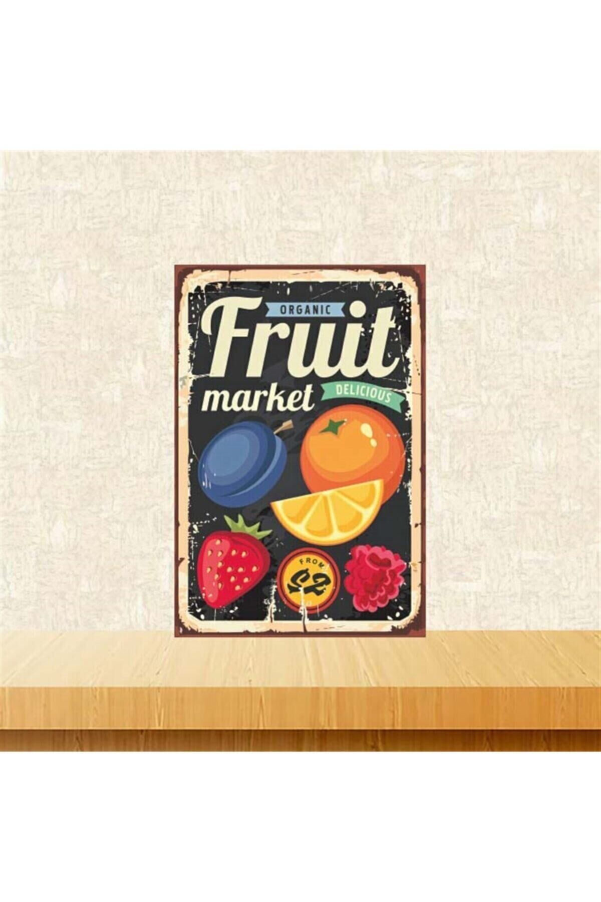 Siyah Organic Fruit Retro Ahşap Poster 20x30 cm