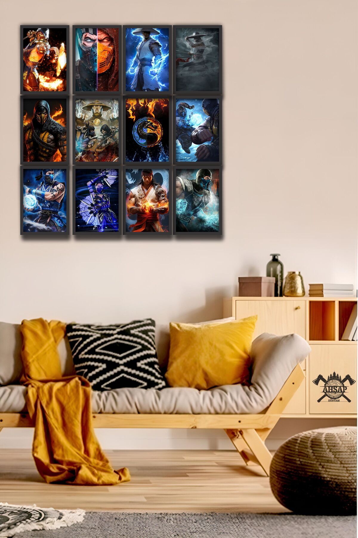 12 parça Mortal Kombat Çerçeve Görünümlü Mdf tablo Duvar Süsü Hediyelik Eşya Oyuncular İçin