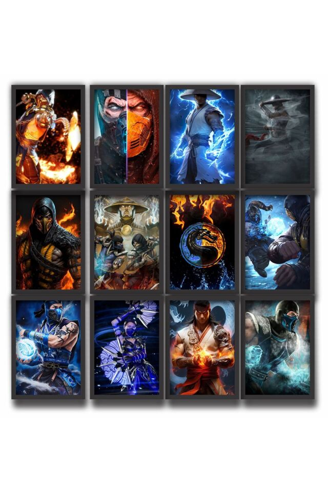 12 parça Mortal Kombat Çerçeve Görünümlü Mdf tablo Duvar Süsü Hediyelik Eşya Oyuncular İçin