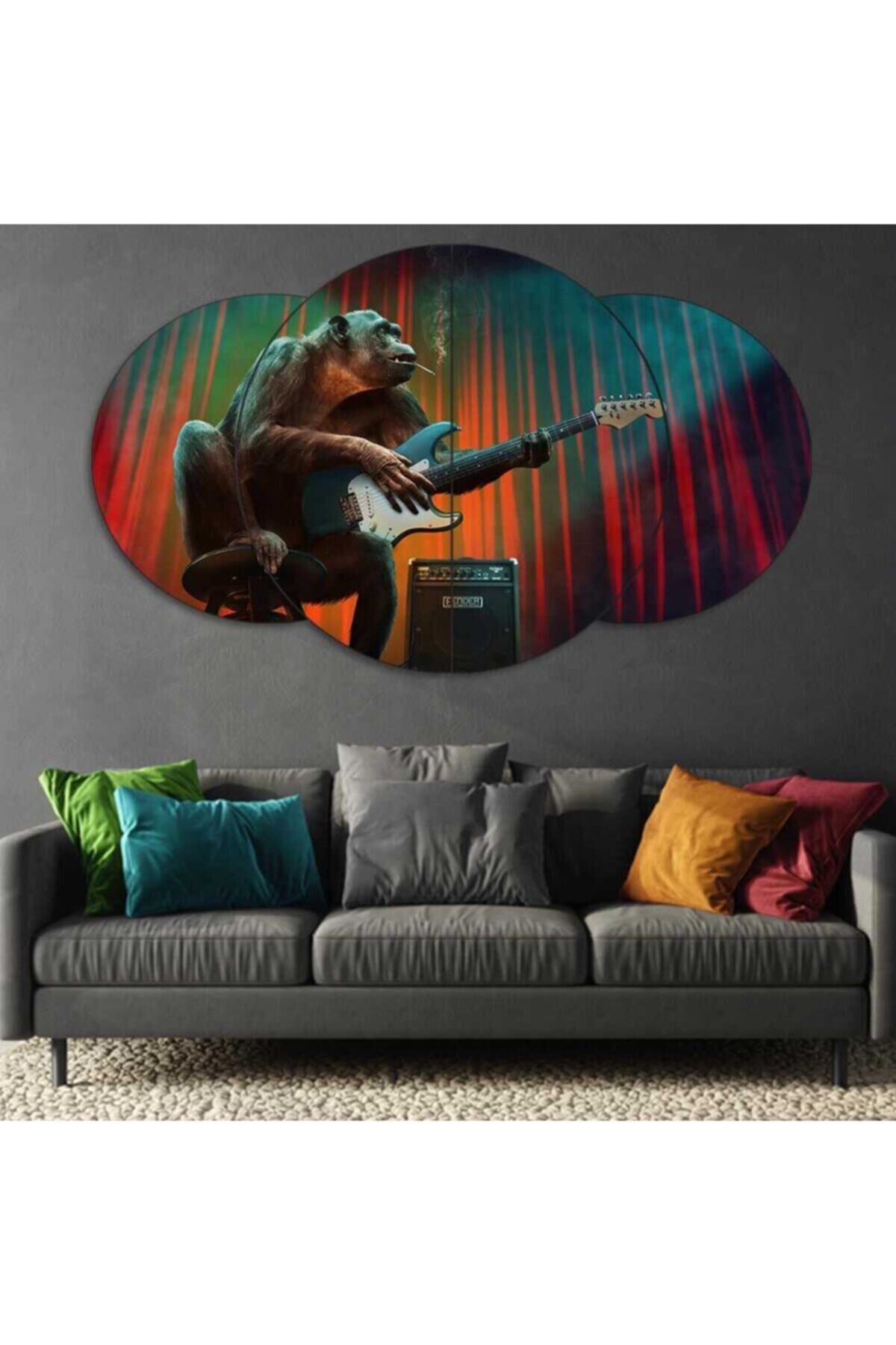 Maymun , Müzik , Gitar - 4 Parçalı Tablo