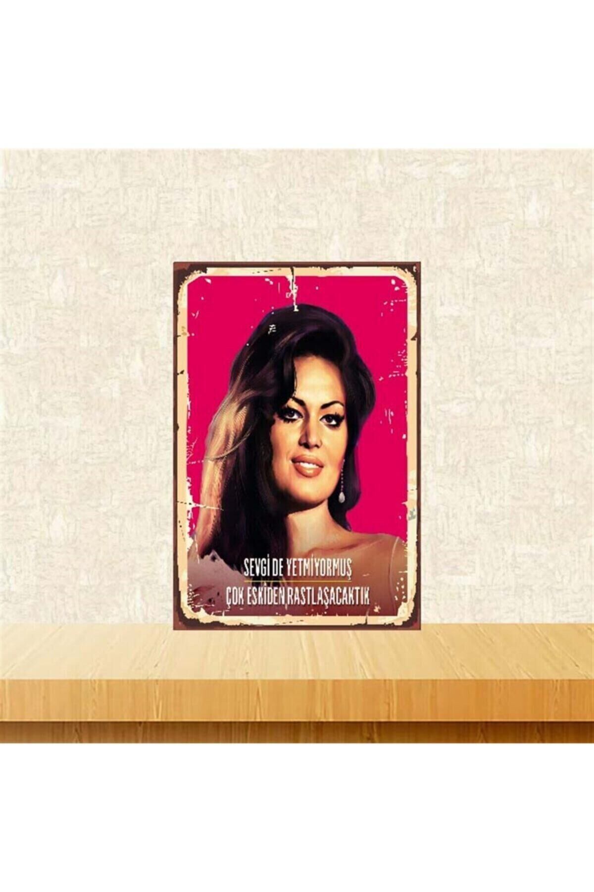 Türkan Şoray Baskılı Retro Ahşap Poster 20-30 cm