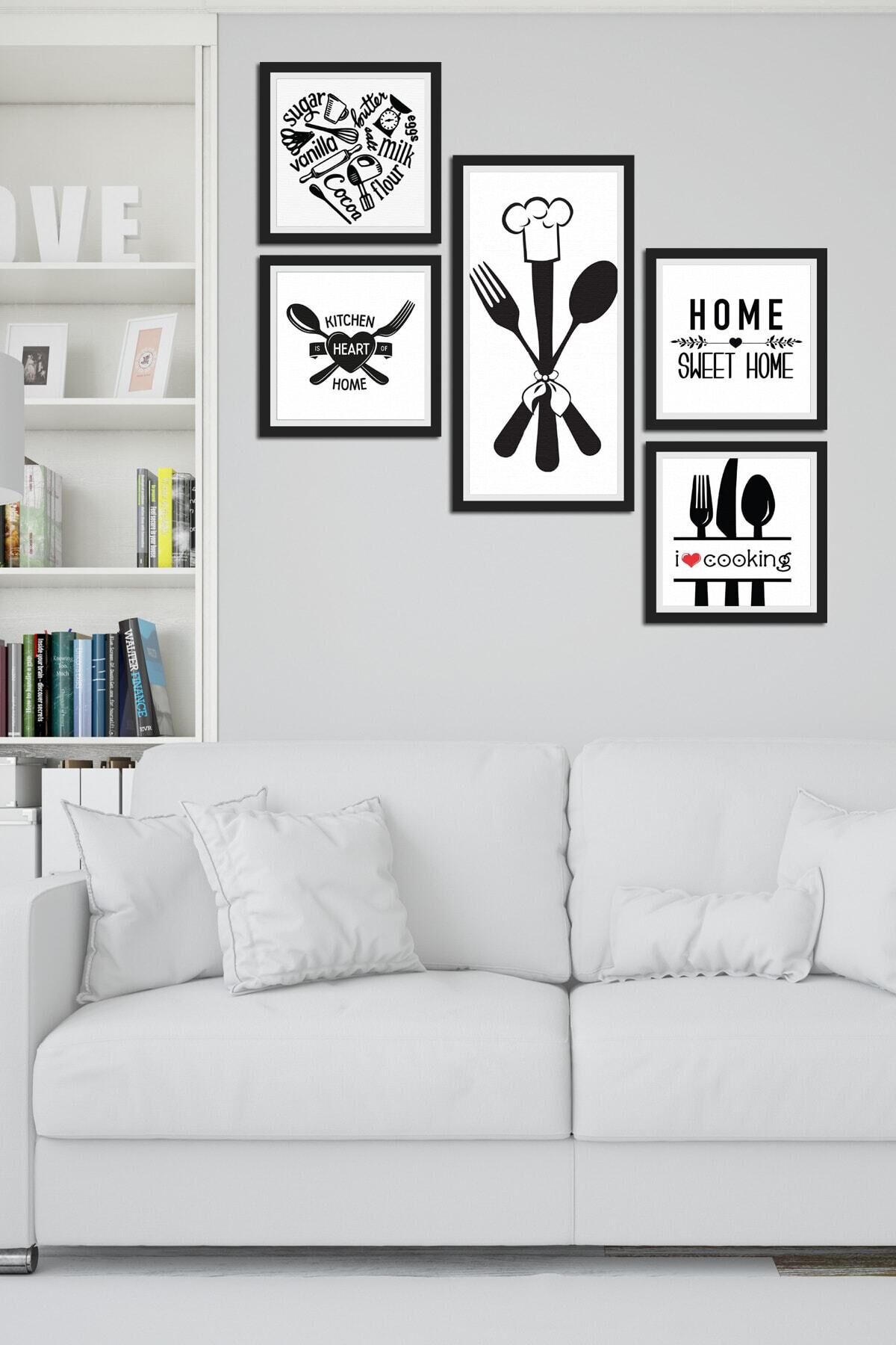 Collage Style 5 Parçalı Mdf Tablo Atf284