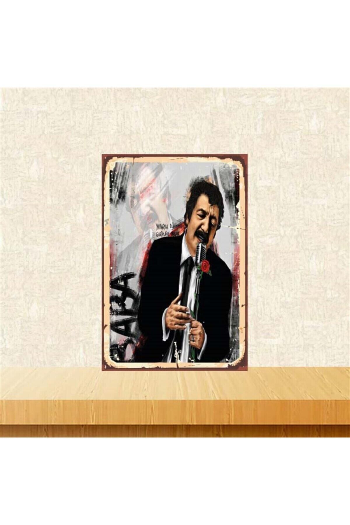 Müslüm Gürses Baba 20-30 cm Retro Ahşap Poster Tkfx4254