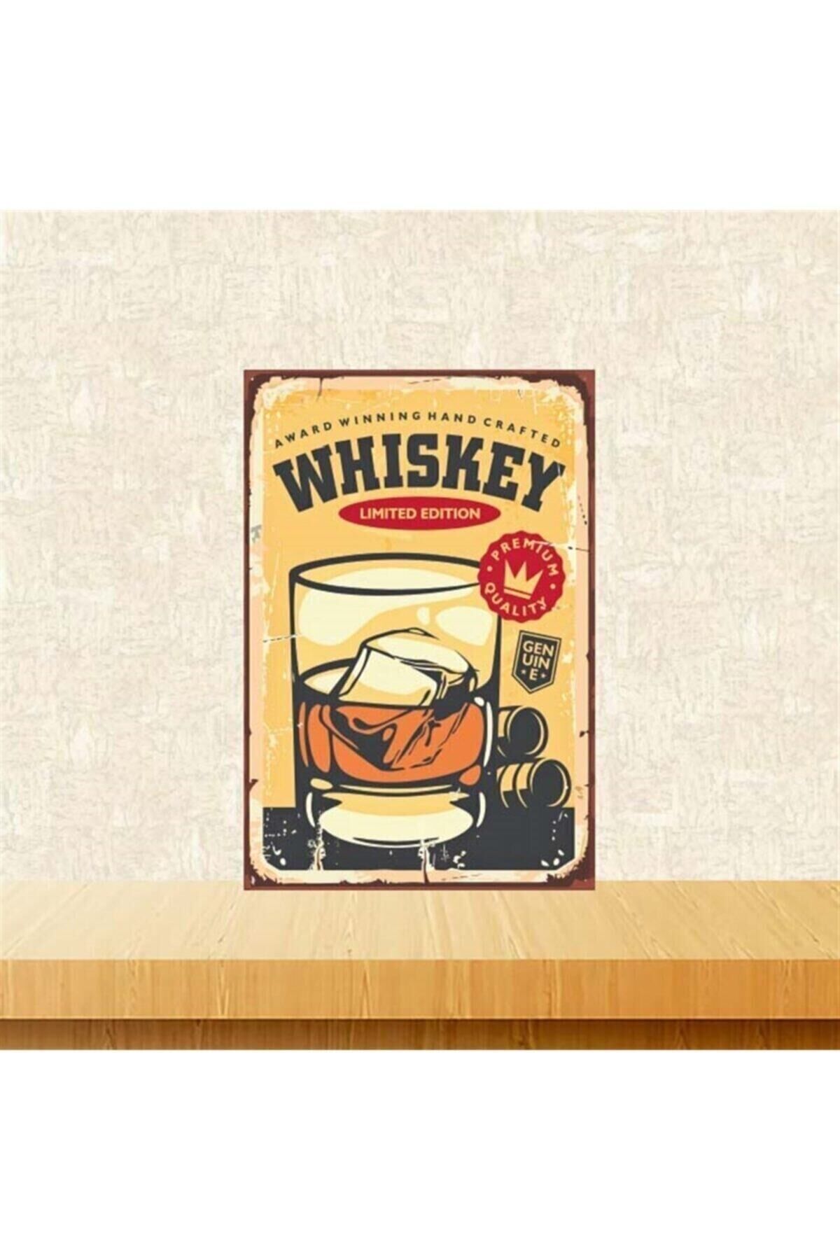 Whiskey Retro Ahşap Poster