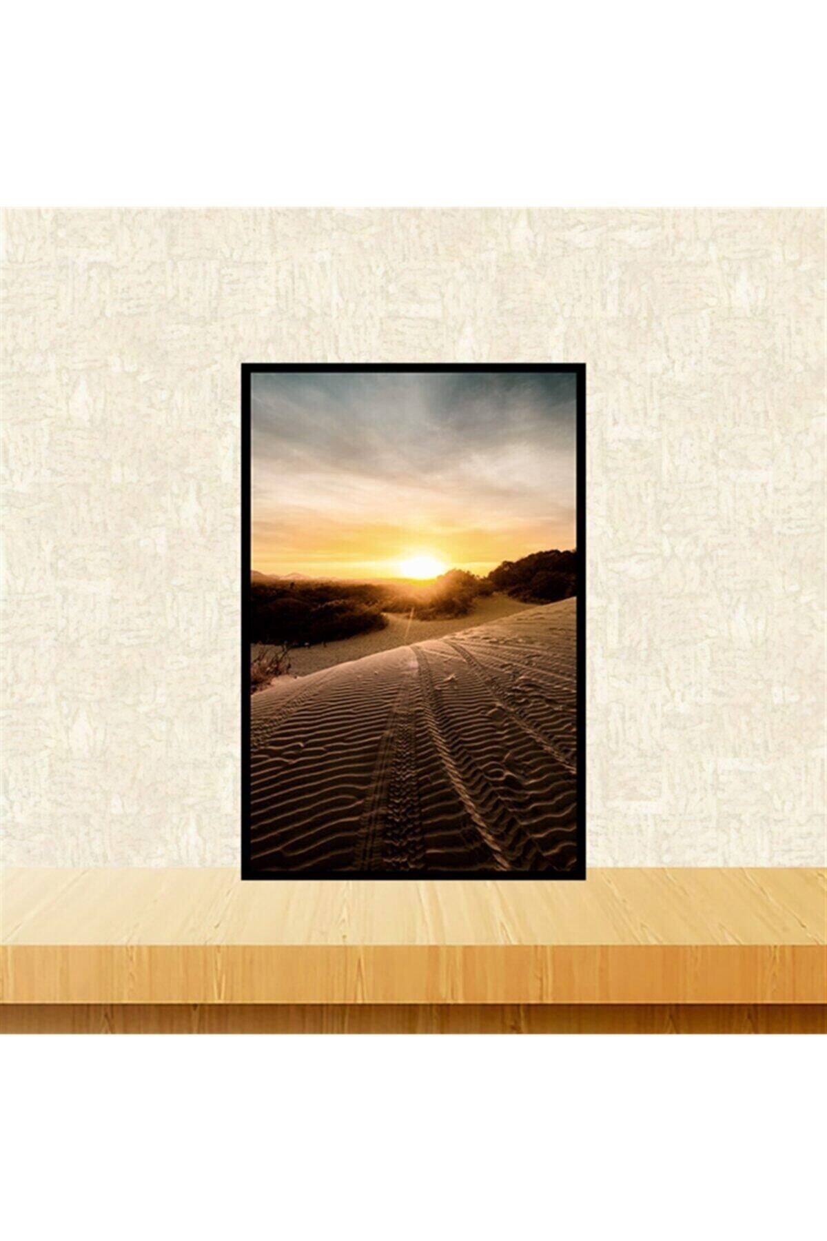 Çöl Güneşi Tasarımlı 20-30 Cm Retro Ahşap Tablo Tkfx5980