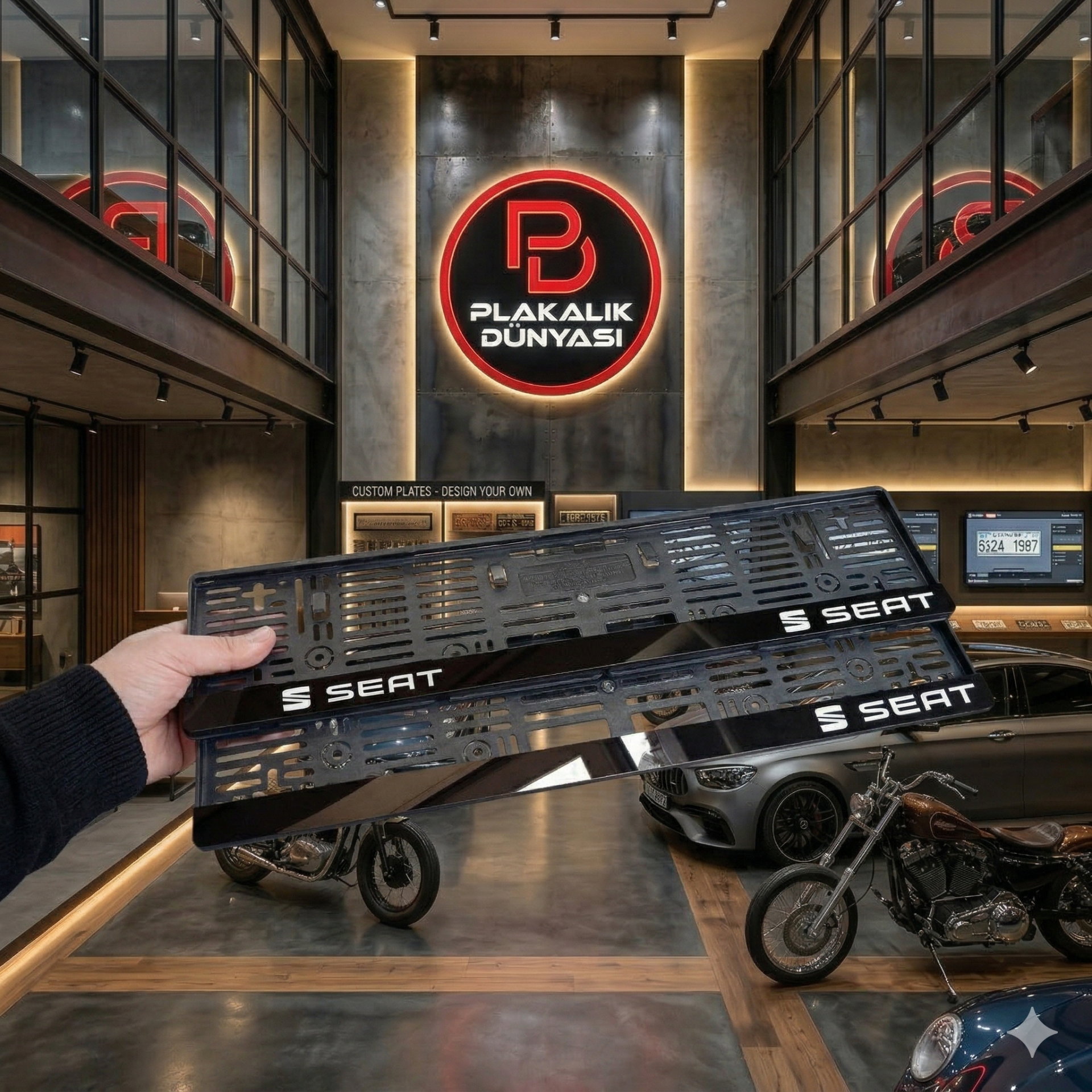 Seat Takmatik Uyumlu Pleksi Plakalık 2 Adet – 3D Piano Black Lazer Kesim