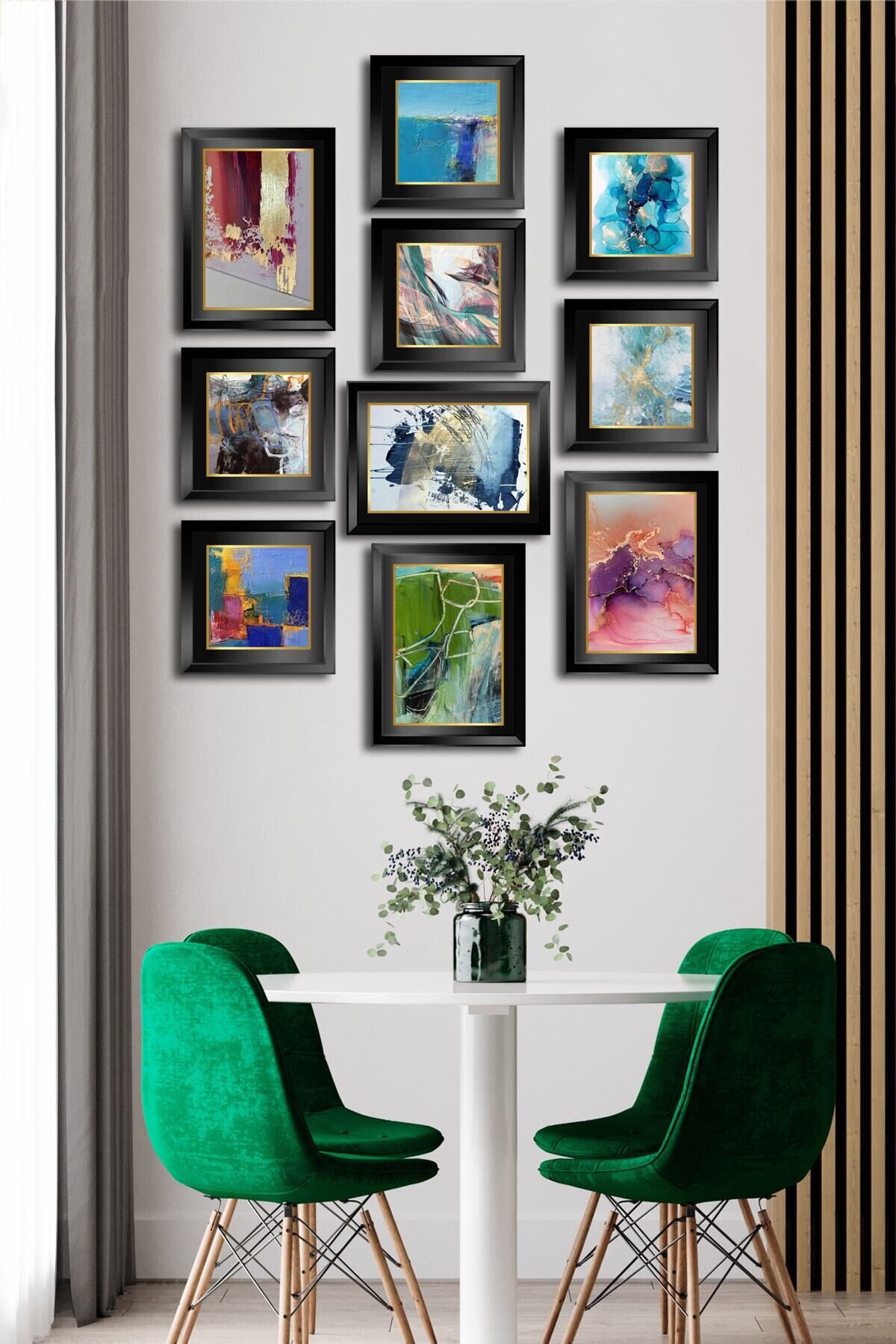 10 Parçalı Çerçeve Görünümlü Mdf Tablo Seti Flm144