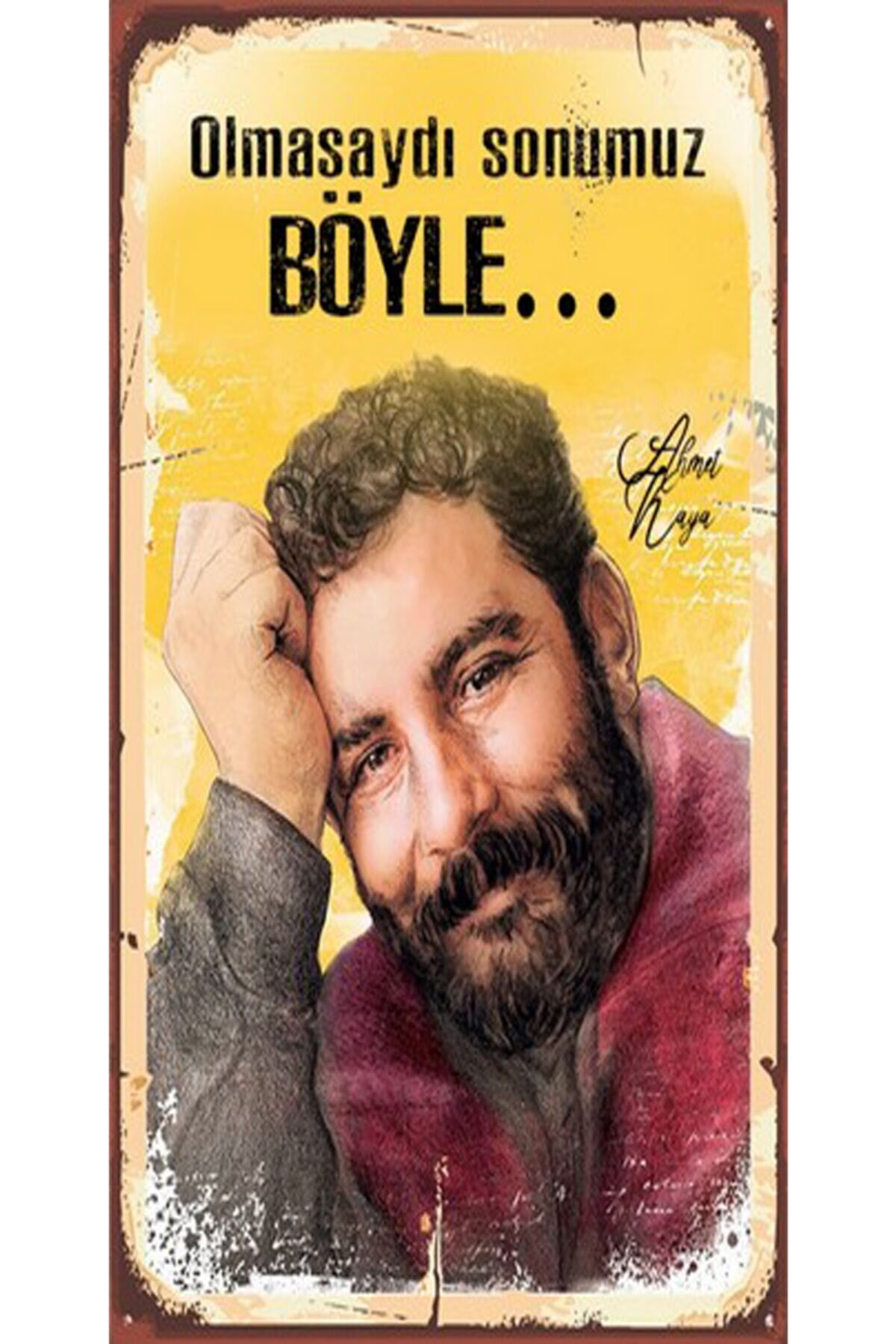 Ahmet Kaya Tasarım Yazılı Mini Ahşap Poster