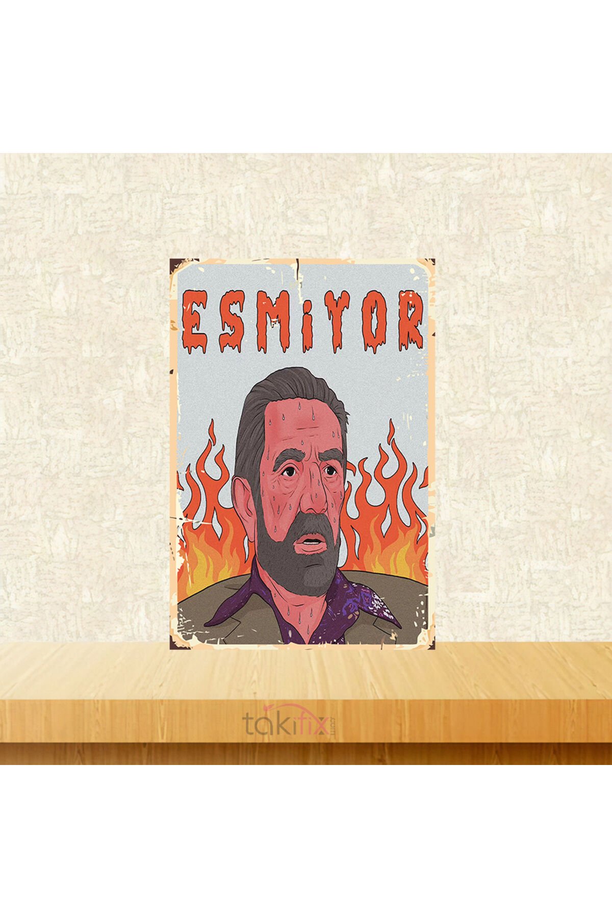 Kolpaçino Sabri Esmiyor 20x30 Cm Retro Ahşap Tablo