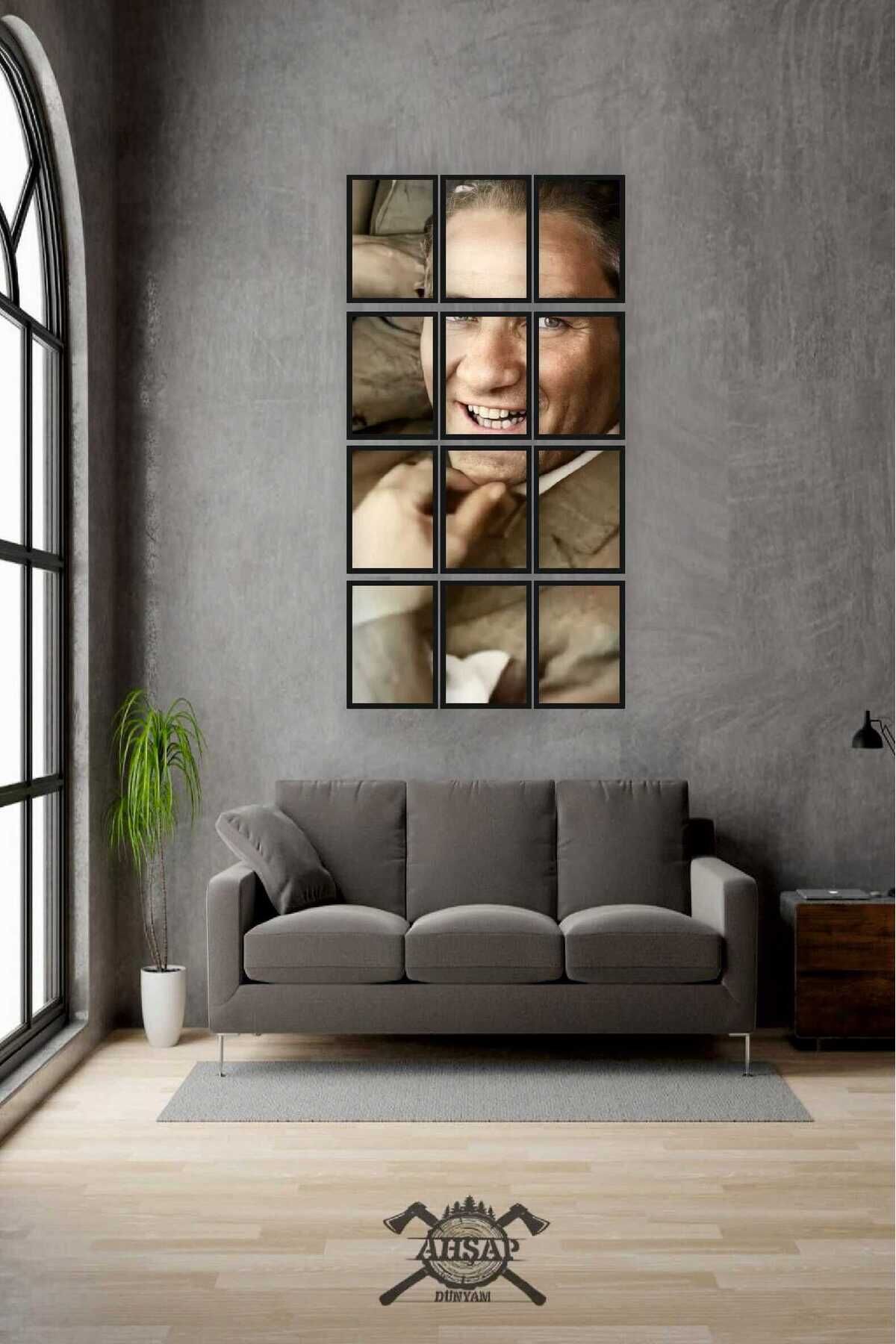 12 parça Puzzle Atatürk ATAM Çerçeve Görünümlüı Mdf tablo Duvar Süsü Hediyelik Eşya Yeni Poz