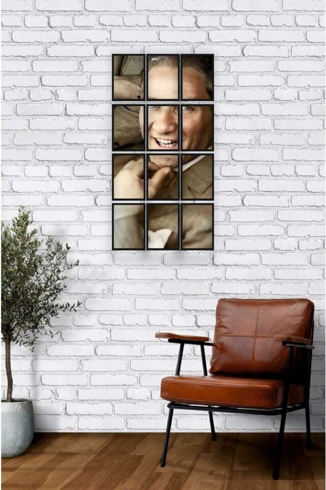 12 parça Puzzle Atatürk ATAM Çerçeve Görünümlüı Mdf tablo Duvar Süsü Hediyelik Eşya Yeni Poz