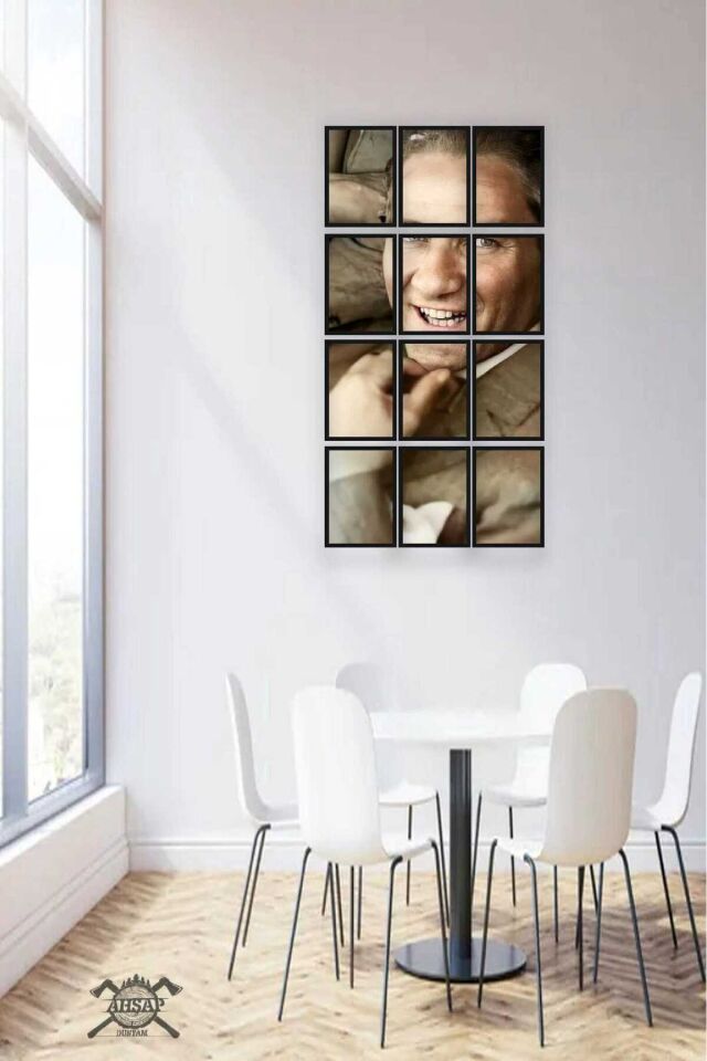 12 parça Puzzle Atatürk ATAM Çerçeve Görünümlüı Mdf tablo Duvar Süsü Hediyelik Eşya Yeni Poz