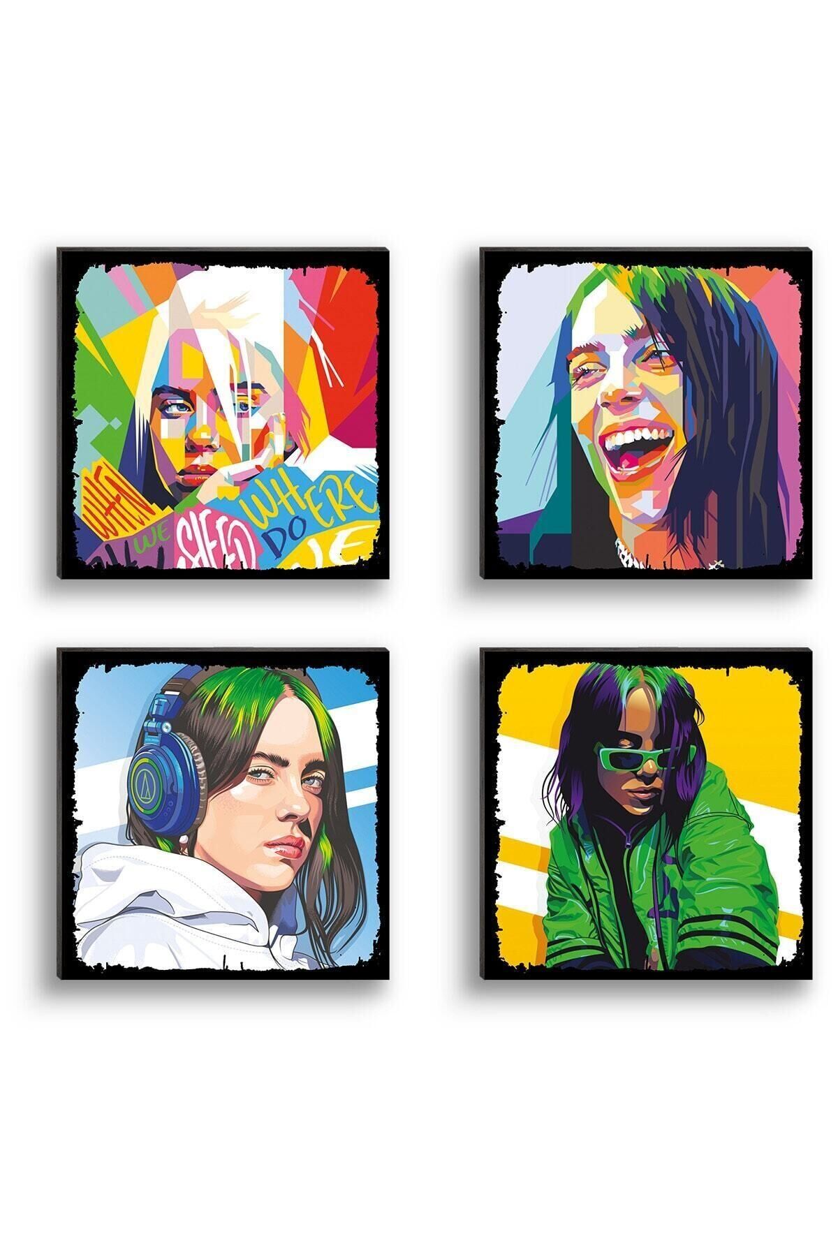 Billie Eilish Popart 4'lü Tablo Set