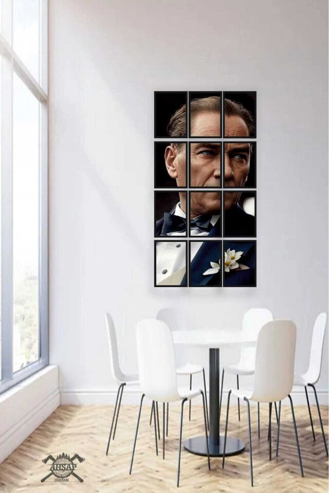 12 parça Puzzle Yeni Atatürk ATAM Çerçeve Görünümlüı Mdf tablo Duvar Süsü Hediyelik Eşya