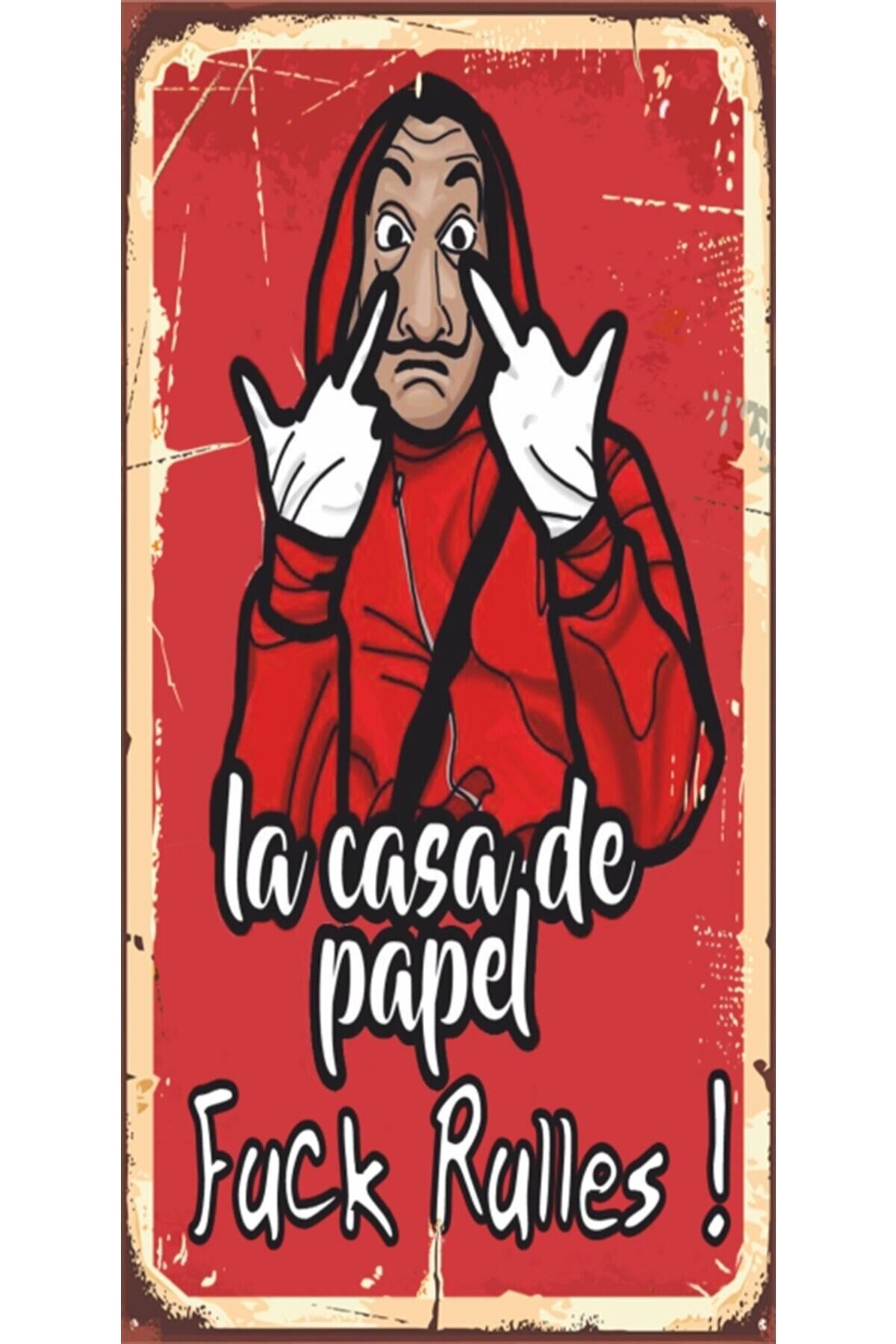 La Casa De Papel Maske Mini Retro Ahşap Poster