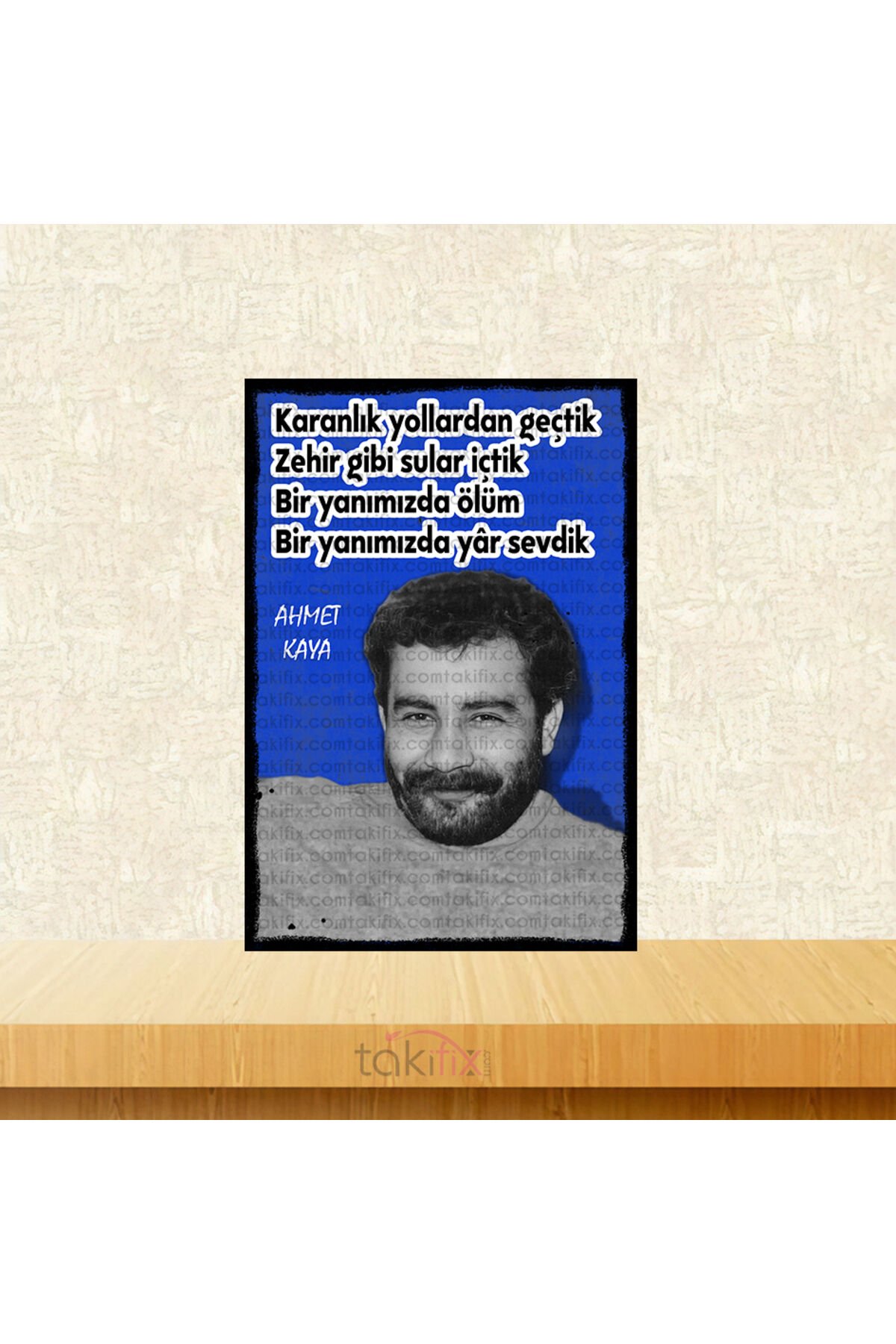 Karanlık Yollardan Geçtik Ahmet Kaya 20x30 Cm Retro Ahşap Tablo