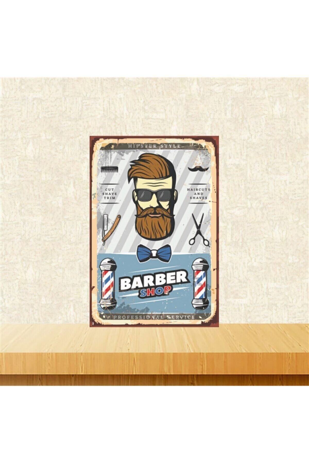Barber Shop Hipster Style 20-30 Cm Retro Ahşap Tablo Tkfx5107