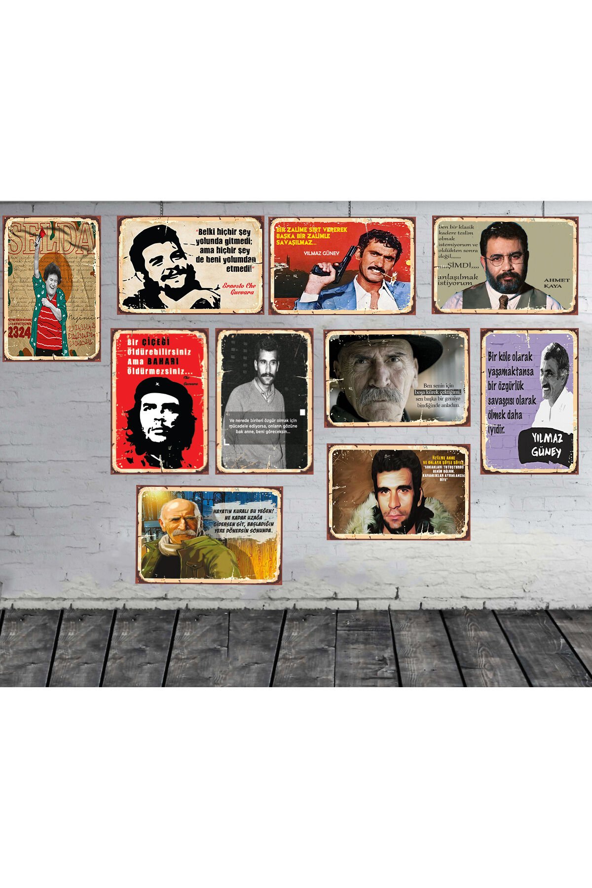 Deniz Gezmiş Tuncel Kurtız yılmaz Güney Ahmet Kaya Temalı 10 Adet 20x30 cm Ahşap Tablo Seti