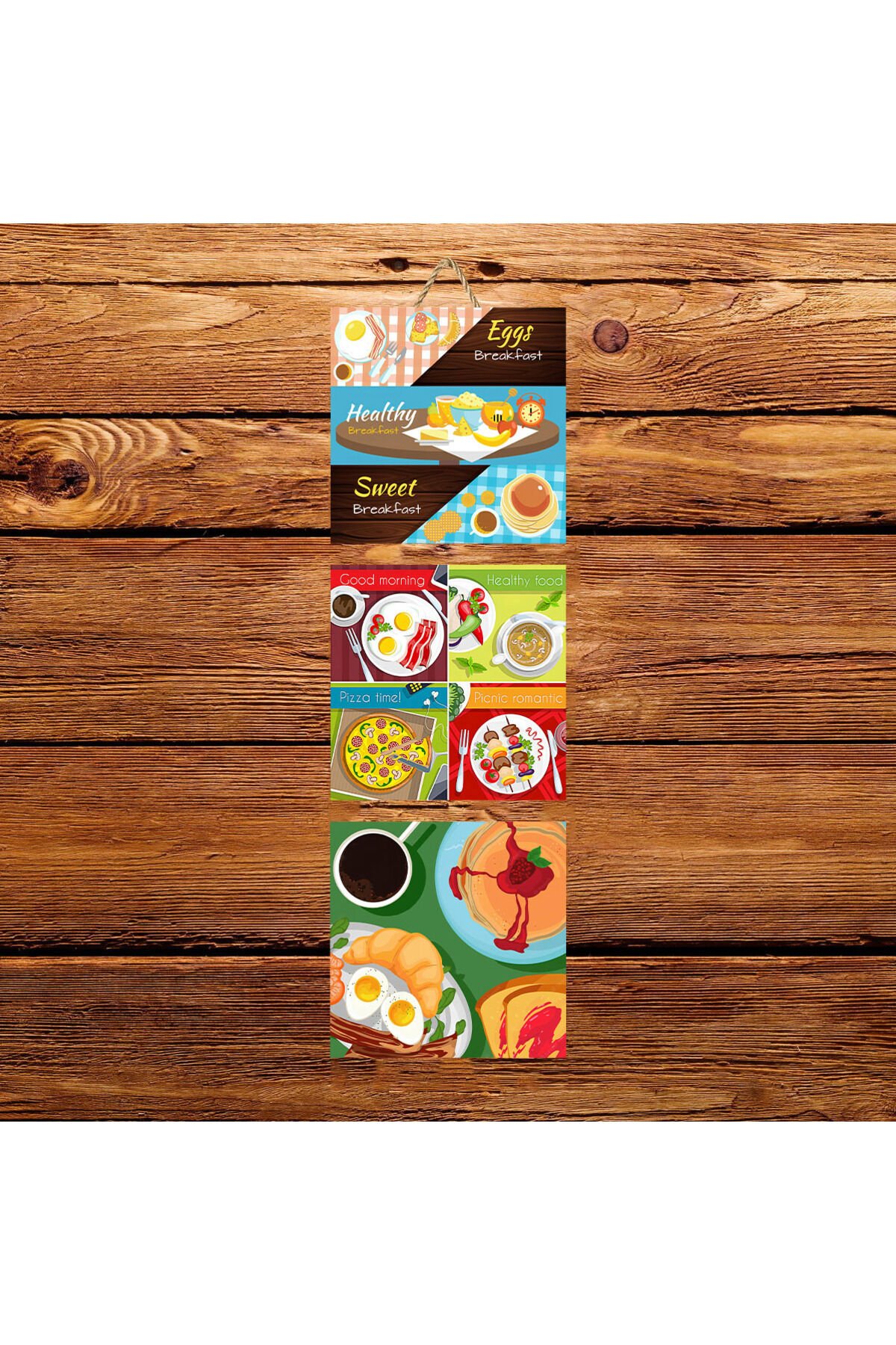 Breakfast Tasarımlı Üçlü 15x15 CM MDF Tablo 307